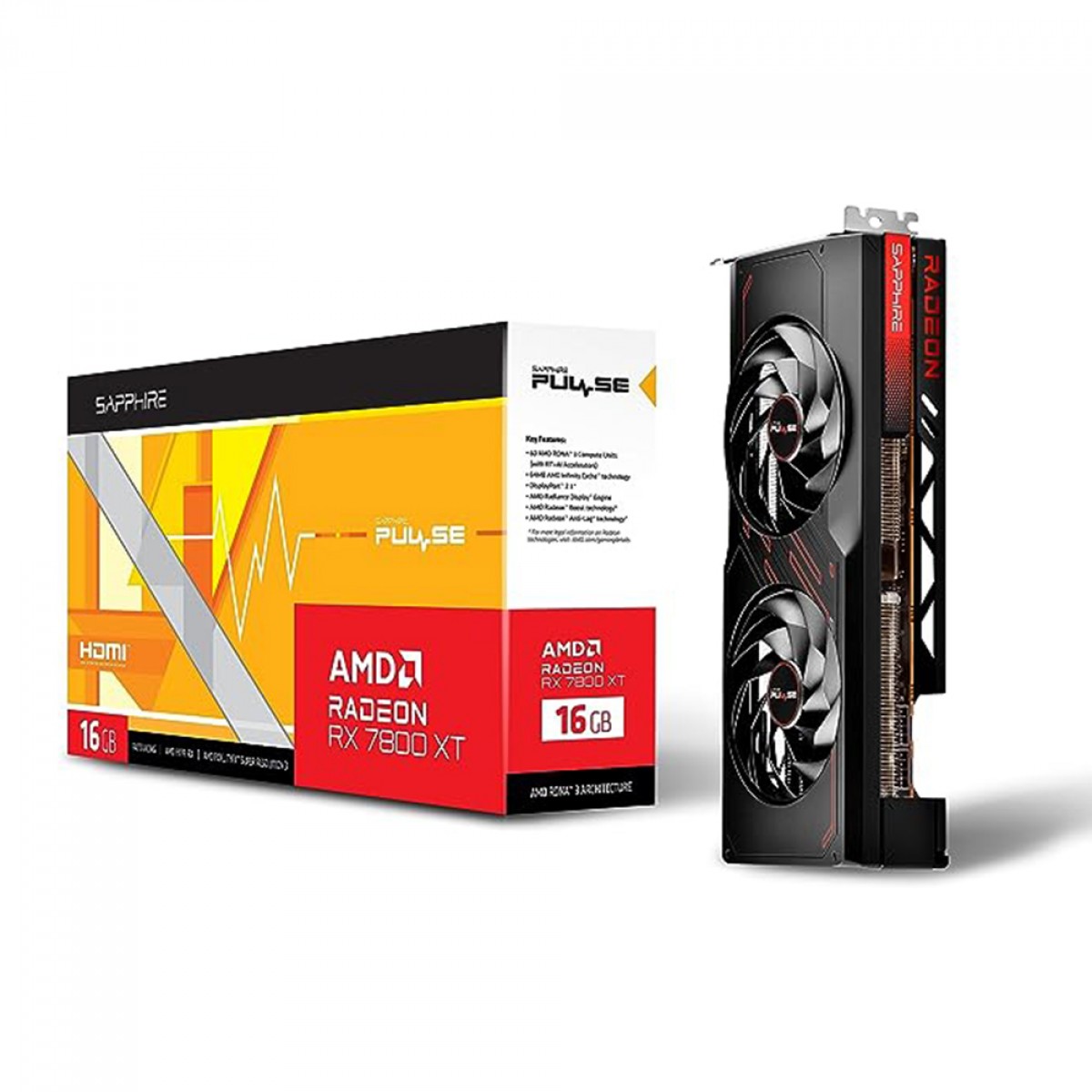 Placa de Vídeo Sapphire Pulse AMD Radeon RX 7800 XT, 16GB, GDDR6, FSR, Ray Tracing, 11330-02-20G