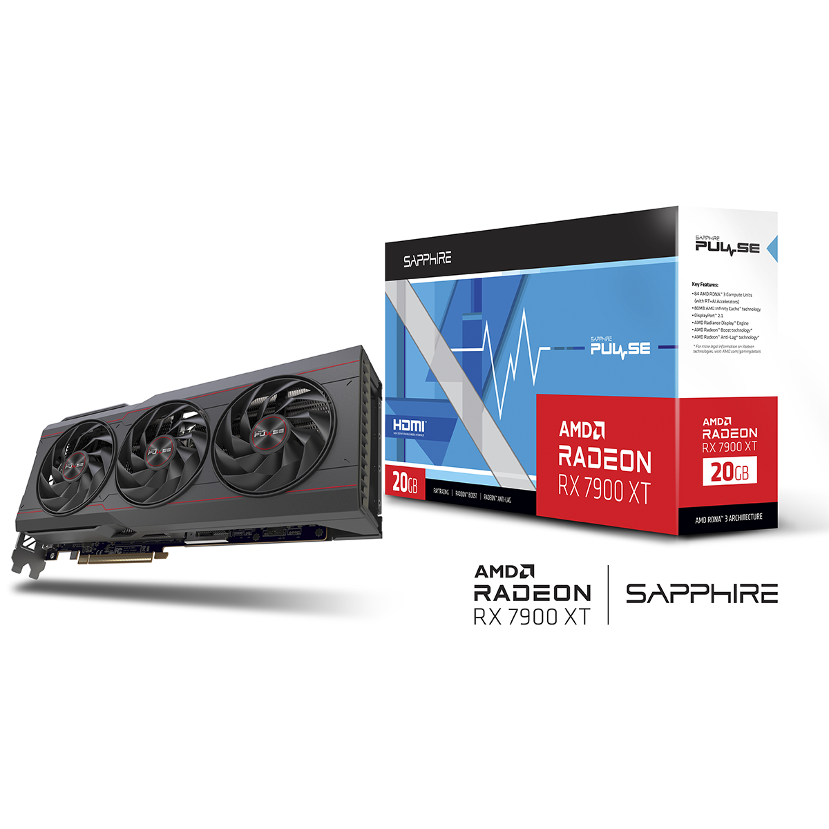 Placa De Vídeo Sapphire Pulse AMD Radeon RX 7900 XT, 20GB, GDDR6, FSR, Ray Tracing, 11323-02-20G