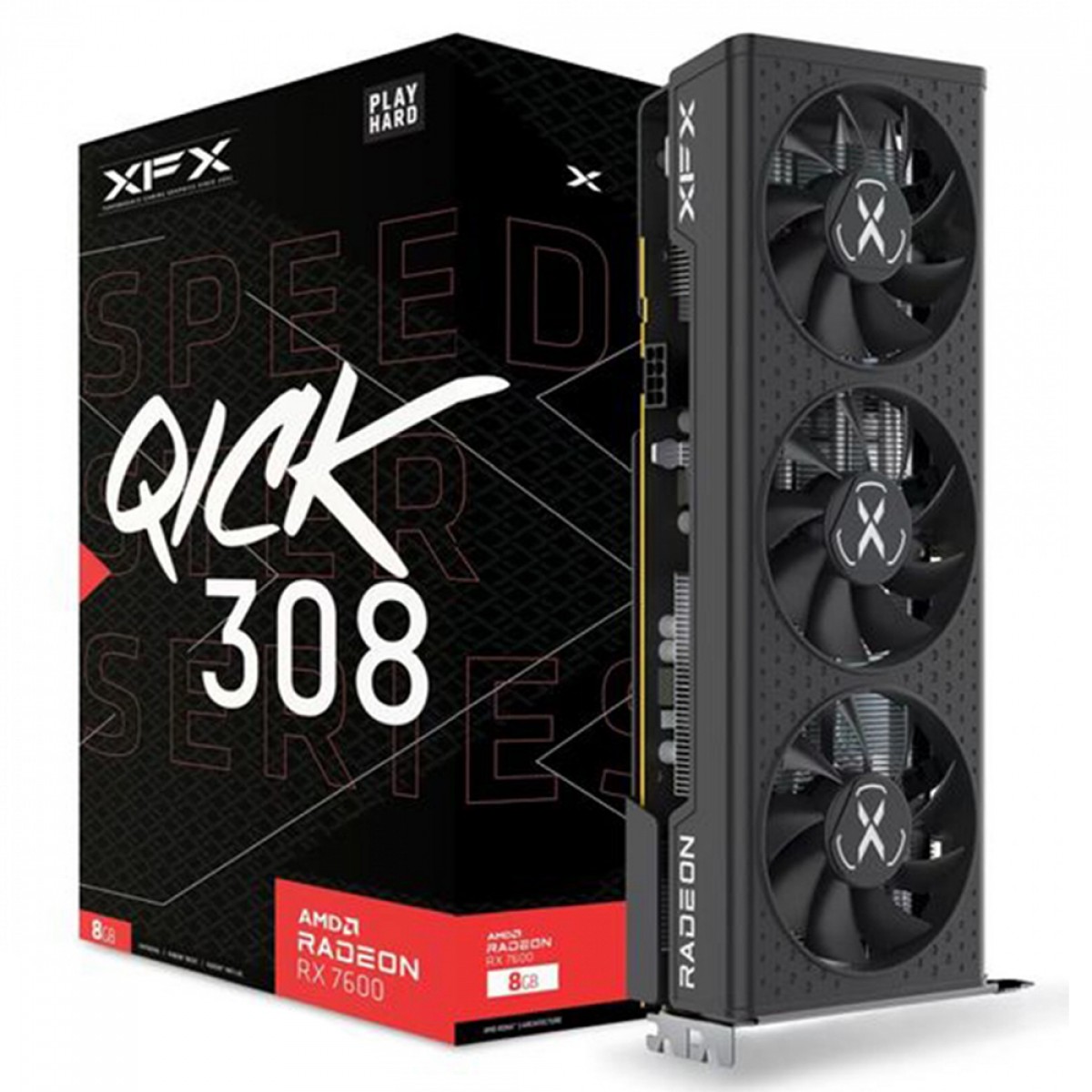 Placa de Vídeo XFX AMD Radeon RX 7600 Speedster QICK 308, 8GB, GDDR6, FSR, Ray Tracing, RX-76PQICKBY