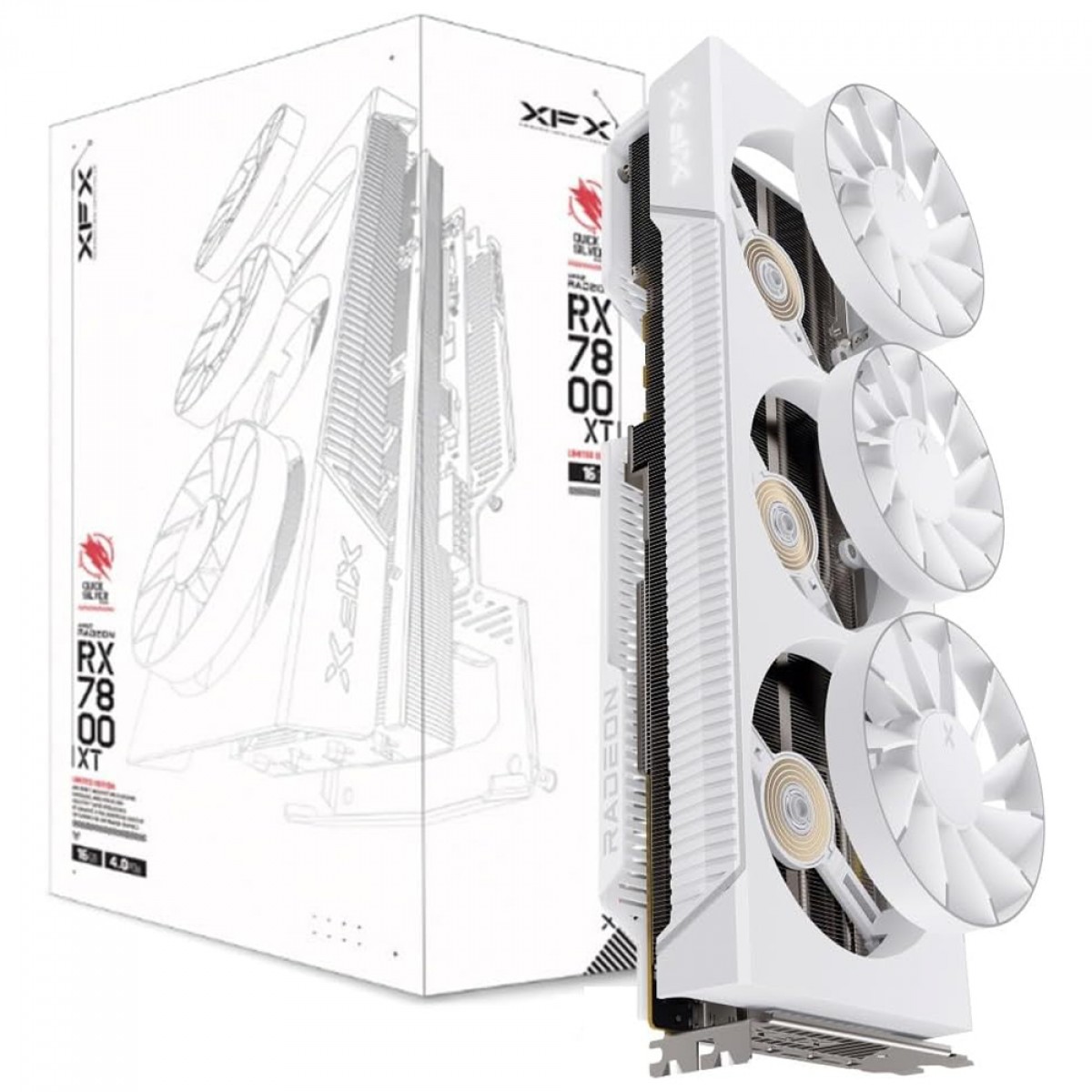 Placa de Vídeo XFX AMD Radeon RX 7800 XT MagAir Arctic White, 16GB, GDDR6, FSR, Ray Tracing, Branco, RX-78TMAIRW9