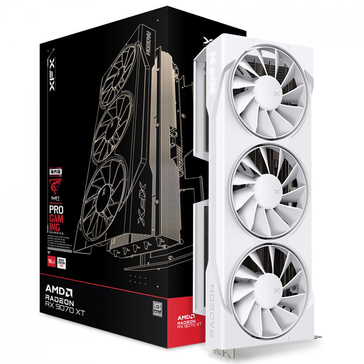 Placa de Vídeo XFX Swift AMD Radeon RX 9070 XT White, 16GB, GDDR6, FSR, Ray Tracing, RX-97TSWF3W9