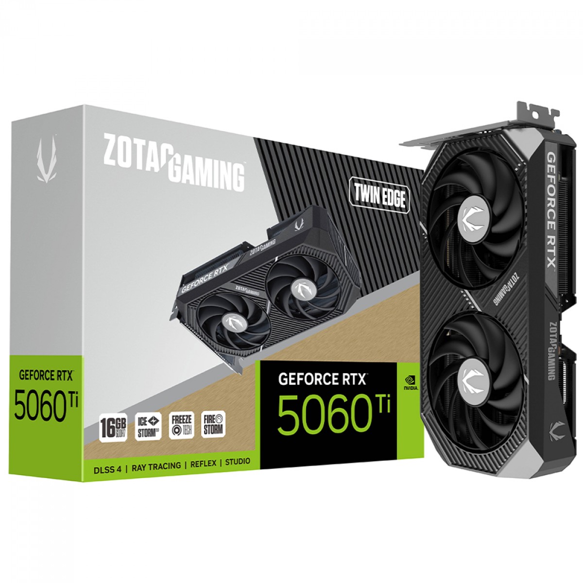 Placa de Vídeo Zotac Gaming NVIDIA GeForce RTX 5060 Ti Twin Edge, 16GB, GDDR7, DLSS, Ray Tracing, ZT-B50620E-10M