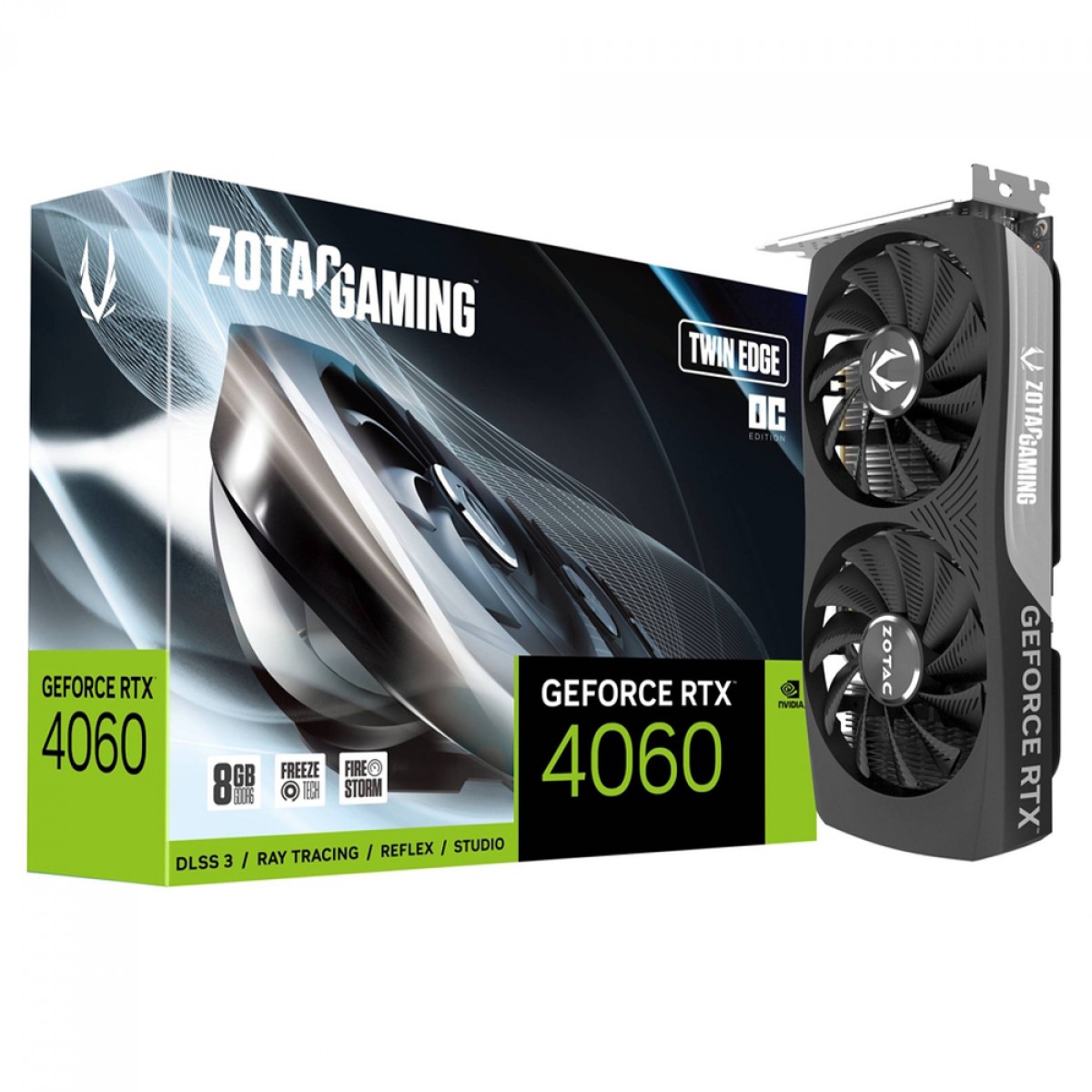 Placa de Vídeo Zotac NVIDIA GeForce RTX 4060 Twin Edge OC, 8GB, GDDR6, DLSS, Ray Tracing, ZT-D40600H-10M