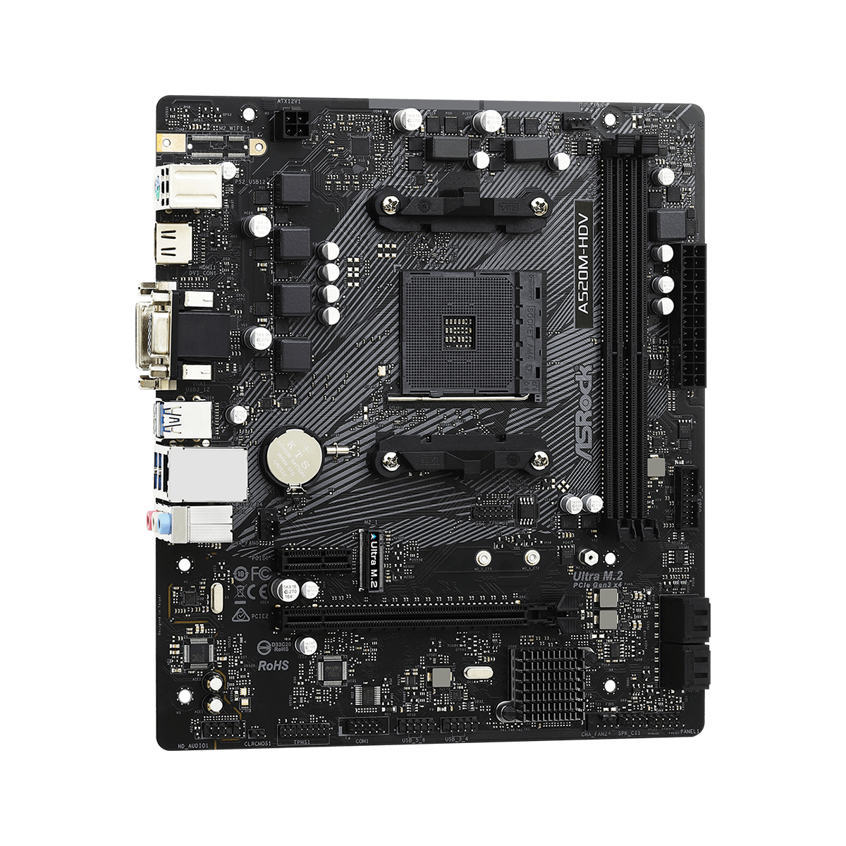 Placa Mãe ASRock A520M-HDV, A520, AMD AM4, mATX, DDR4