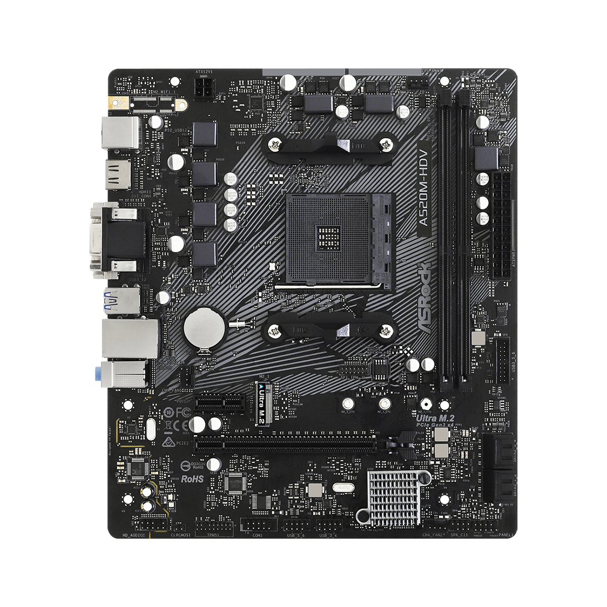 Placa Mãe ASRock A520M-HDV, A520, AMD AM4, mATX, DDR4