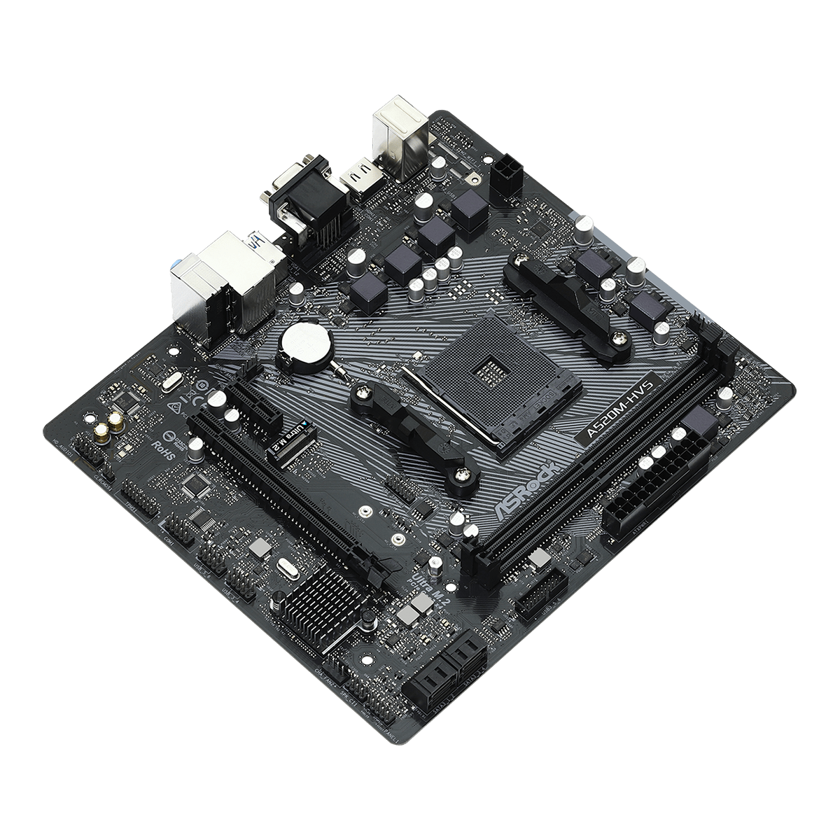 Placa Mãe ASRock A520M-HVS, A520, AMD AM4, mATX, DDR4, 90-MXBE60-A0UAYZ