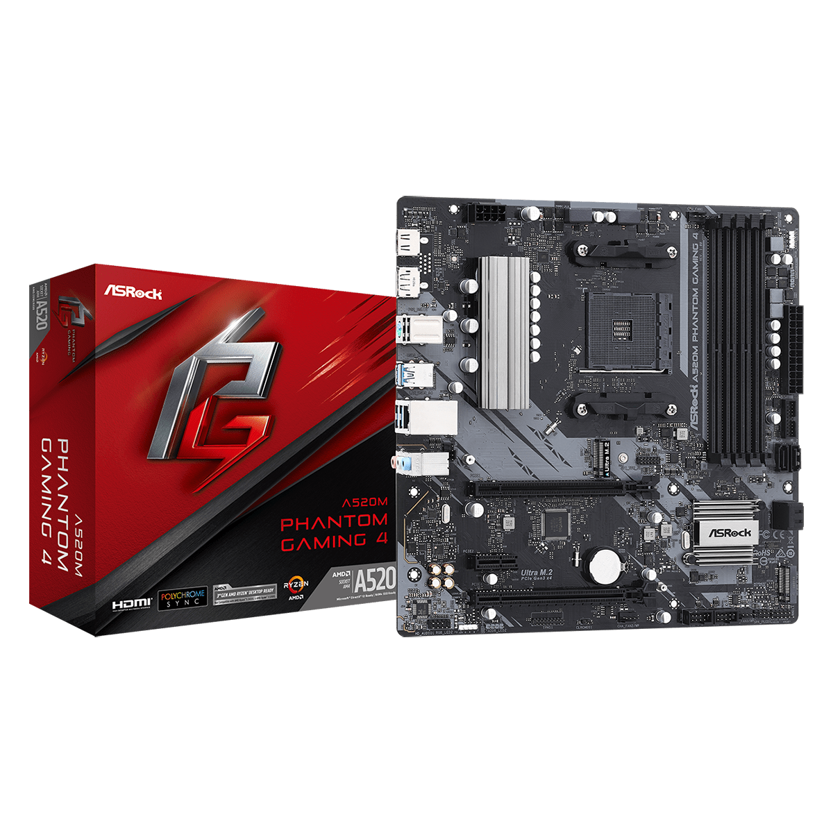 Placa Mãe AsRock A520M Phantom Gaming 4, Chipset AMD A520, AMD AM4, DDR4, 90-MXBEK0-A0UAYZ