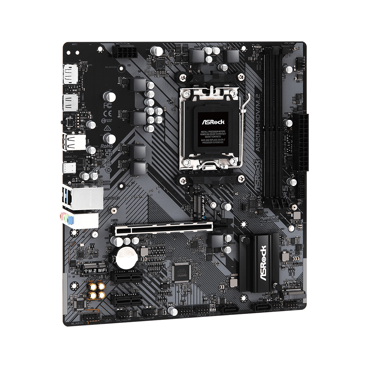 Placa Mãe ASRock A620M-HDV/M.2, Chipset A620, AMD AM5, M-ATX, DDR5, 90-MXBLL0-A0UAYZ