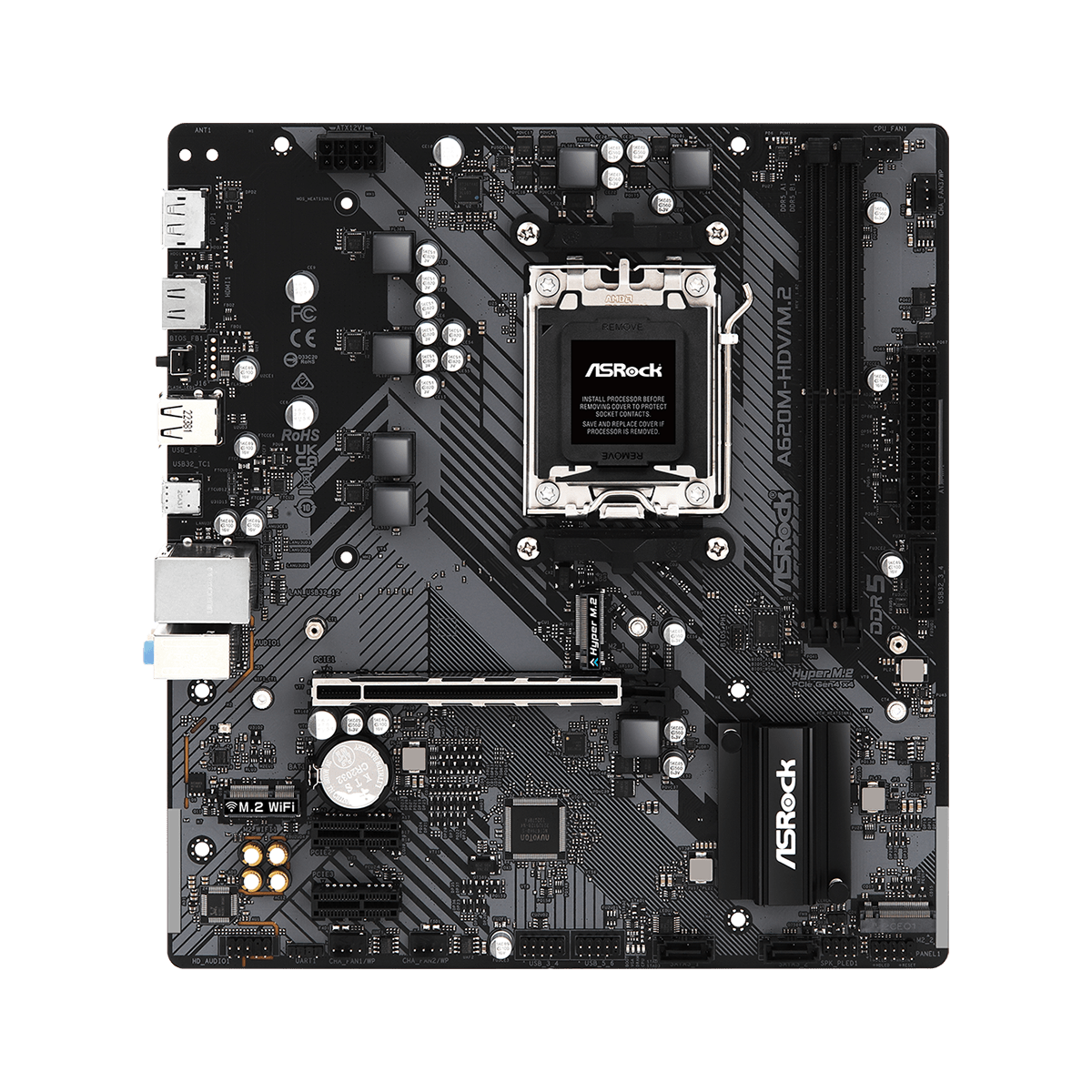 Placa Mãe ASRock A620M-HDV/M.2, Chipset A620, AMD AM5, M-ATX, DDR5, 90-MXBLL0-A0UAYZ