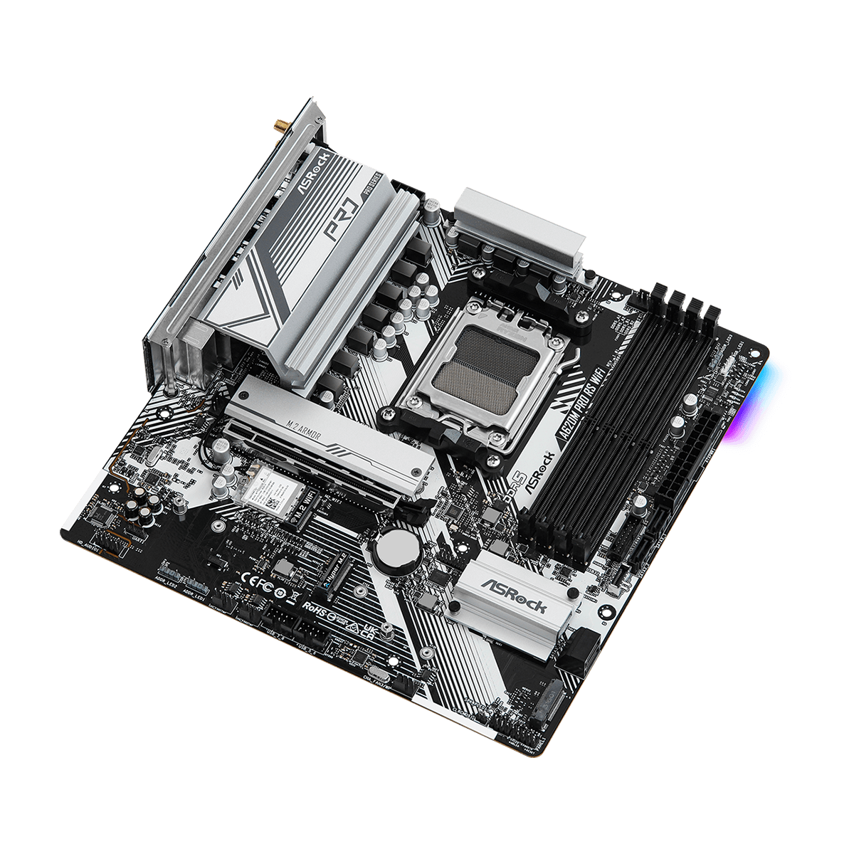Placa Mãe ASRock A620M Pro RS WIFI, Chipset A620, AMD AM5, M-ATX, DDR5, 90-MXBLX0-A0UAYZ