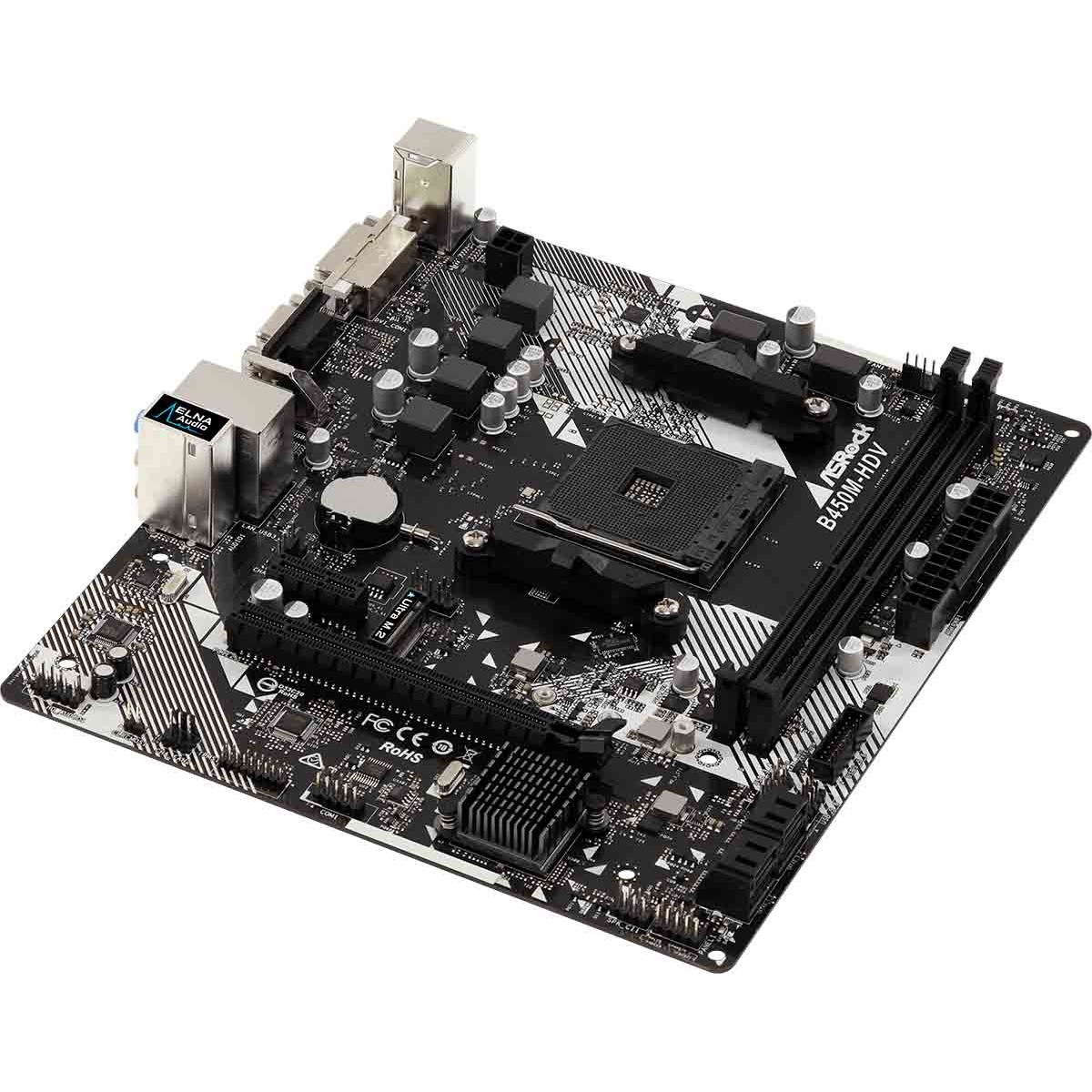 Placa Mãe ASRock B450M-HDV R4.0, Chipset B450, AMD AM4, mATX, DDR4