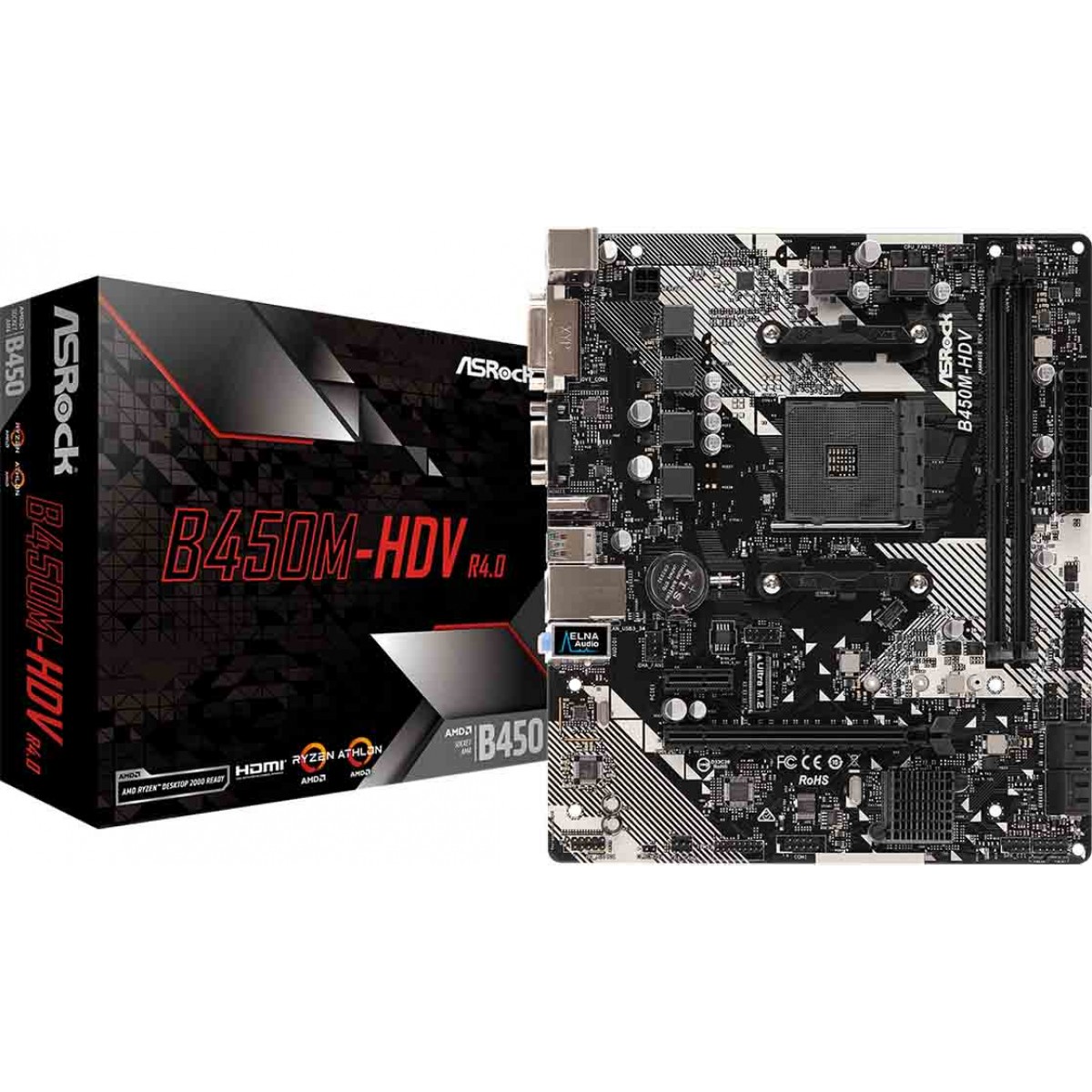 Placa Mãe ASRock B450M-HDV R4.0, Chipset B450, AMD AM4, mATX, DDR4