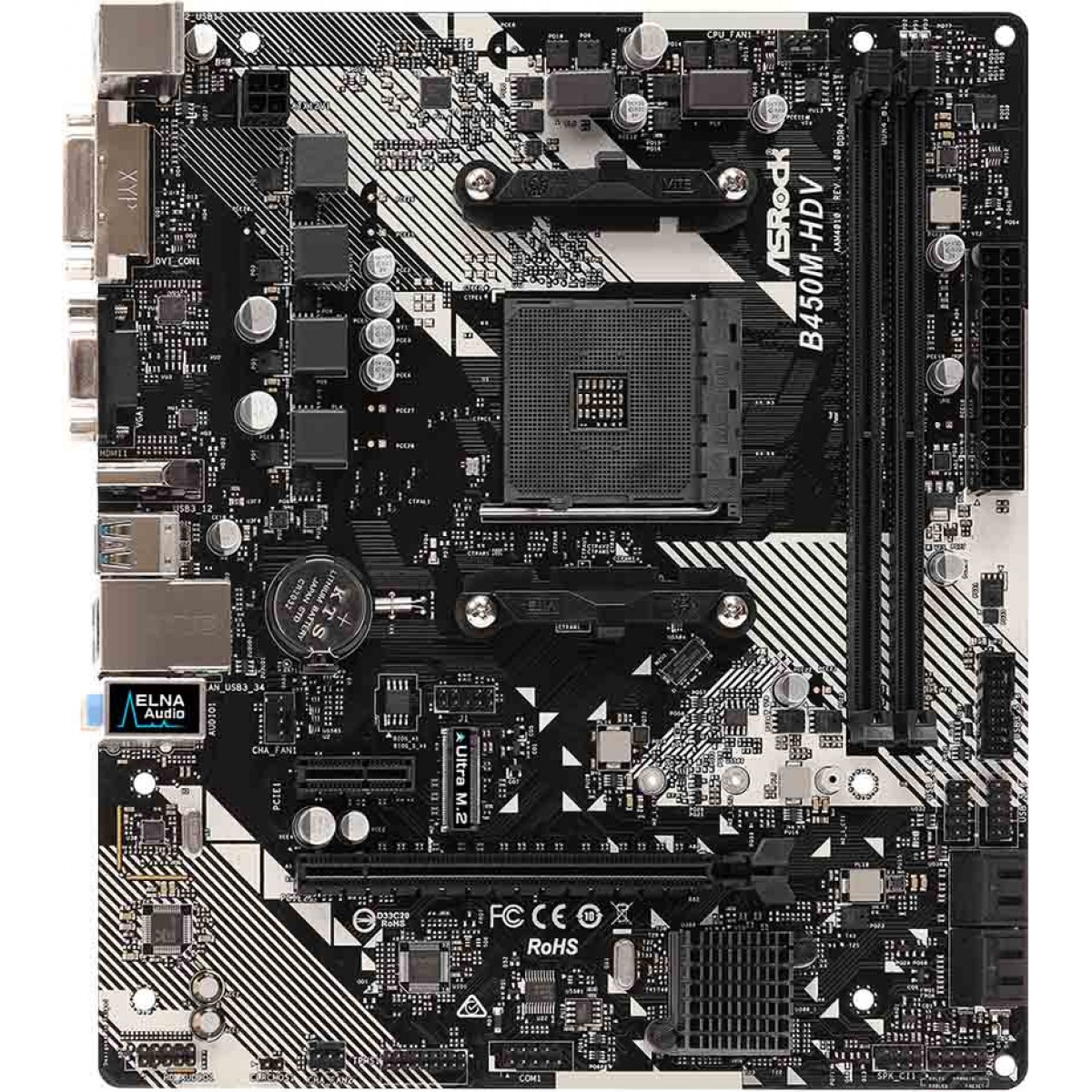Placa Mãe ASRock B450M-HDV R4.0, Chipset B450, AMD AM4, mATX, DDR4