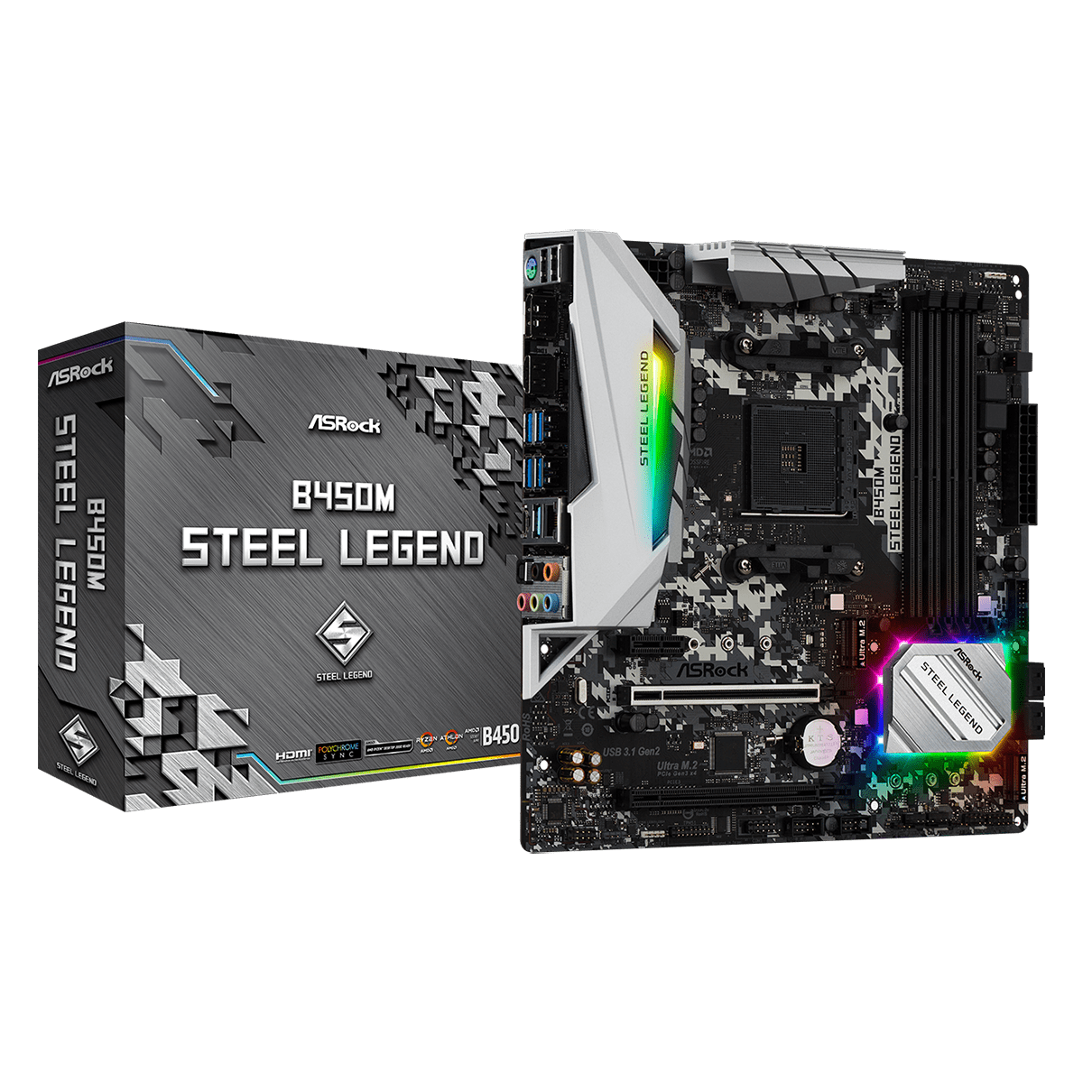 Placa Mãe ASRock B450M Steel Legend, Chipset B450, AMD AM4, mATX, DDR4