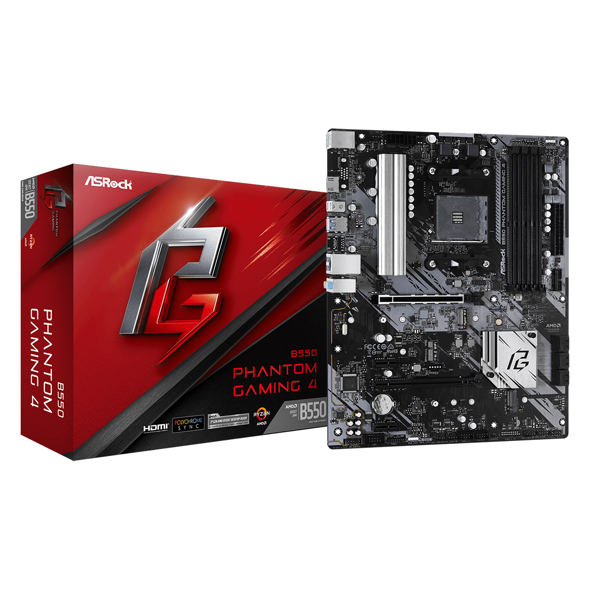 Placa Mãe ASRock B550 Phantom Gaming 4, Chipset B550, AMD AM4, ATX, DDR4