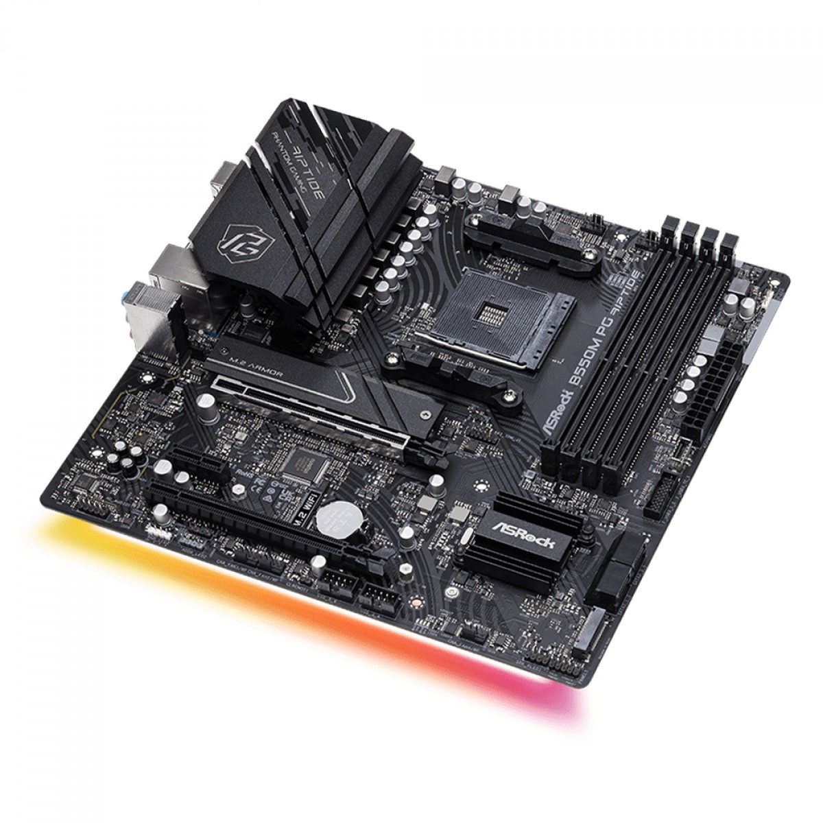 Placa Mãe ASRock B550M PG RIPTIDE, Chipset B550, AMD AM4, MATX, DDR4