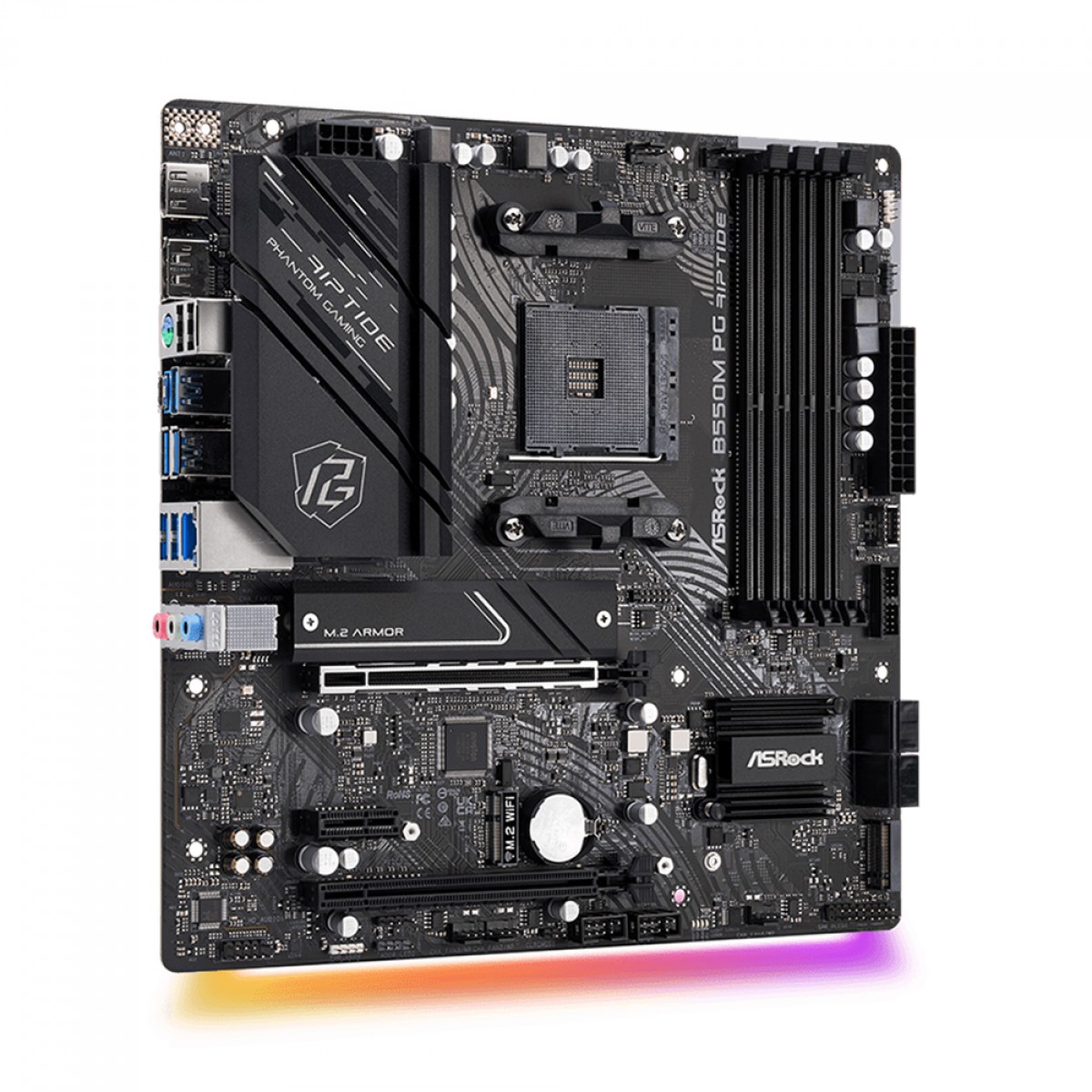 Placa Mãe ASRock B550M PG RIPTIDE, Chipset B550, AMD AM4, MATX, DDR4