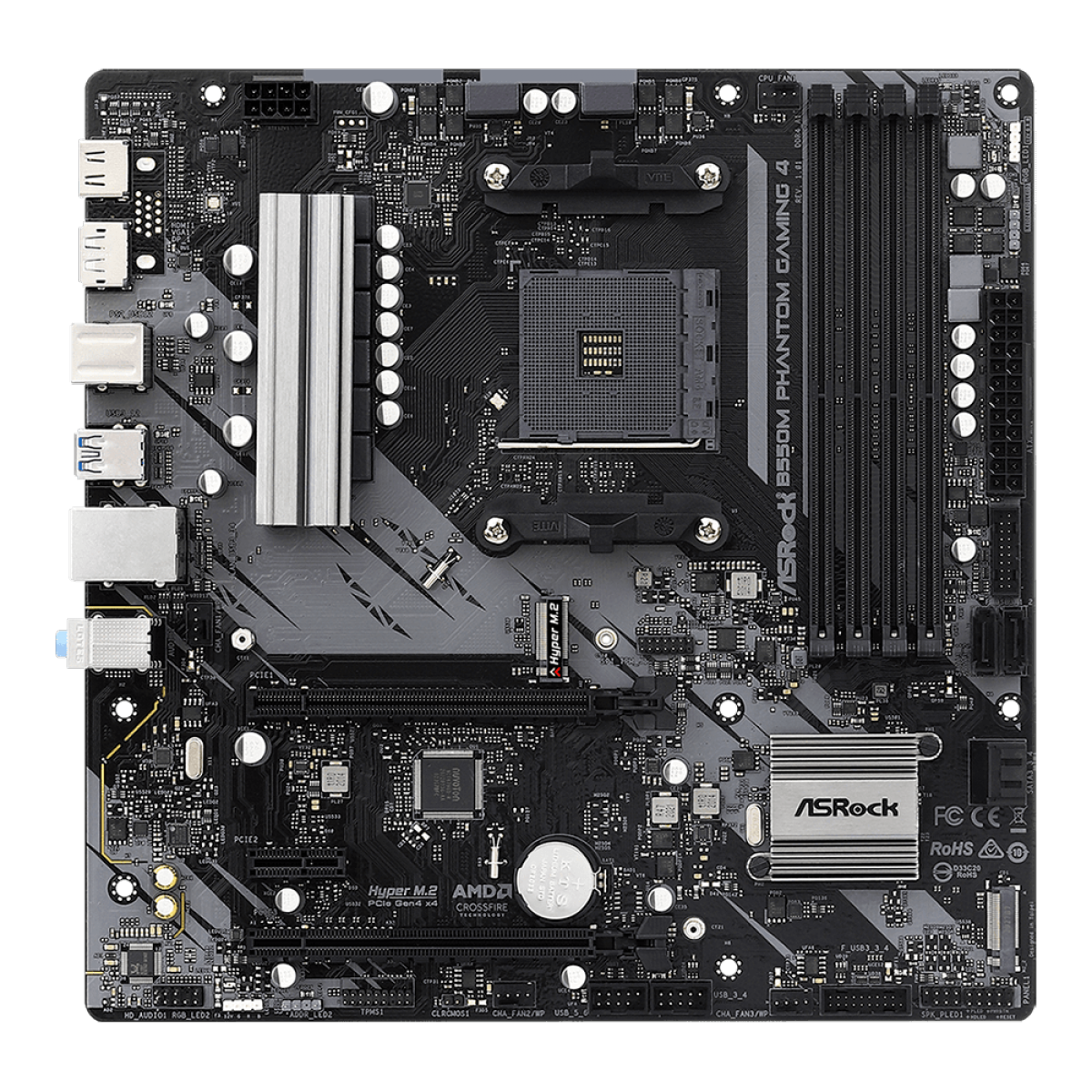 Placa Mãe AsRock B550M Phantom Gaming 4, Chipset B550, AMD AM4, MATX, DDR4