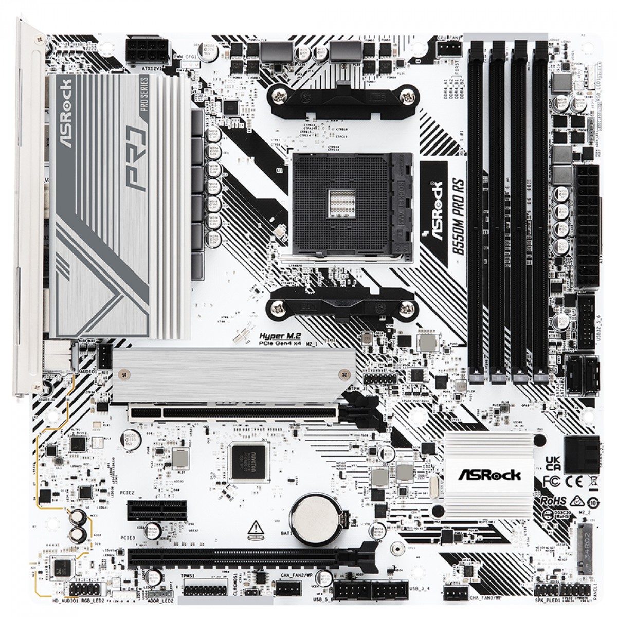 Placa Mãe ASRock B550M Pro RS, Chipset B550, AMD AM4, MATX, DDR4