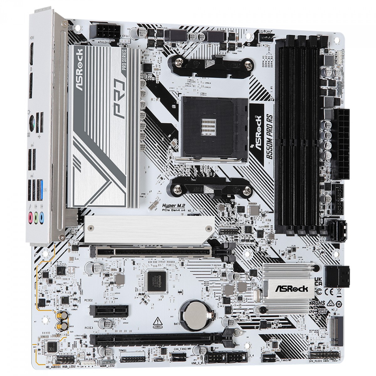 Placa Mãe ASRock B550M Pro RS, Chipset B550, AMD AM4, MATX, DDR4