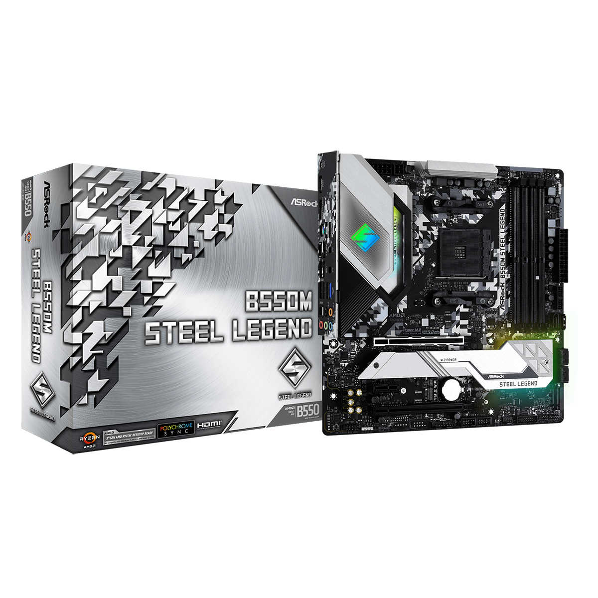 Placa Mãe ASRock B550M Steel Legend, Chipset B550, AMD AM4, MATX, DDR4