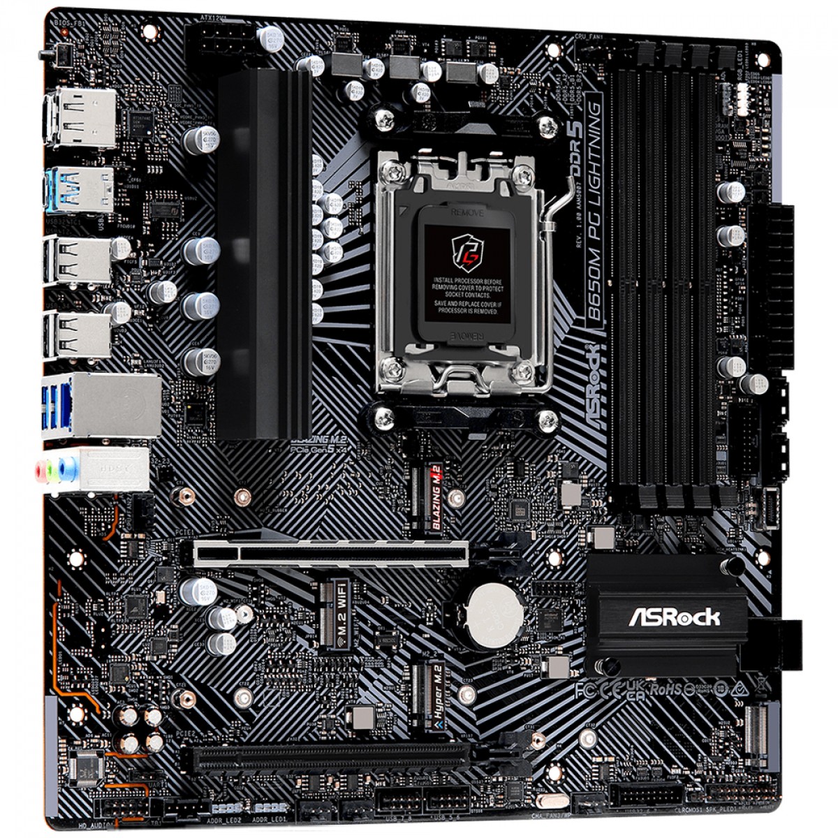 Placa Mãe ASRock B650M PG Lightning, Chipset B650, mATX, AMD AM5, DDR5