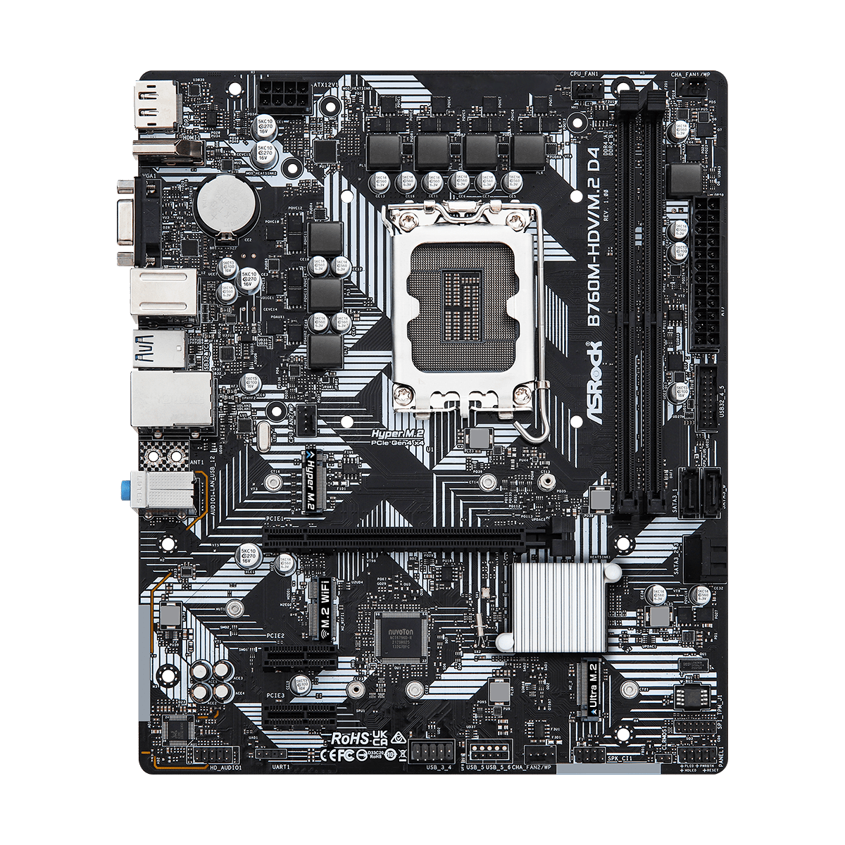 Placa Mãe ASRock B760M-HDV/M.2 D4, Chipset B760, Intel LGA 1700, mATX, DDR4, 90-MXBL40-A0UAYZ