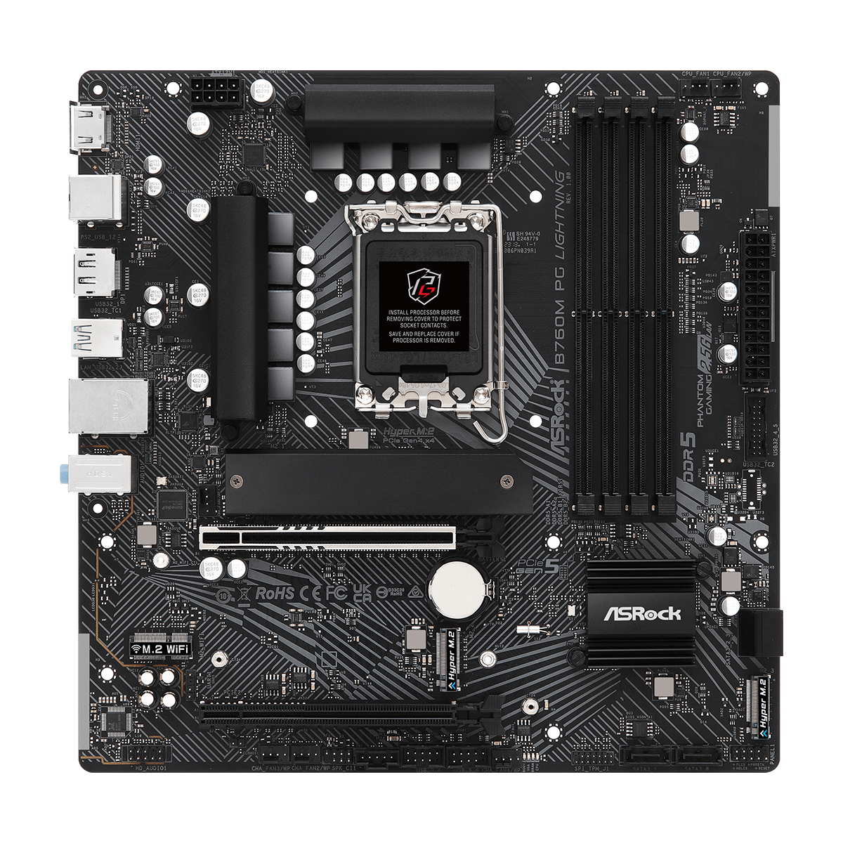 Placa Mãe ASRock B760M PG Lightning, Chipset B760, Intel LGA 1700, mATX, DDR5, 90-MXBM20-A0UAYZ