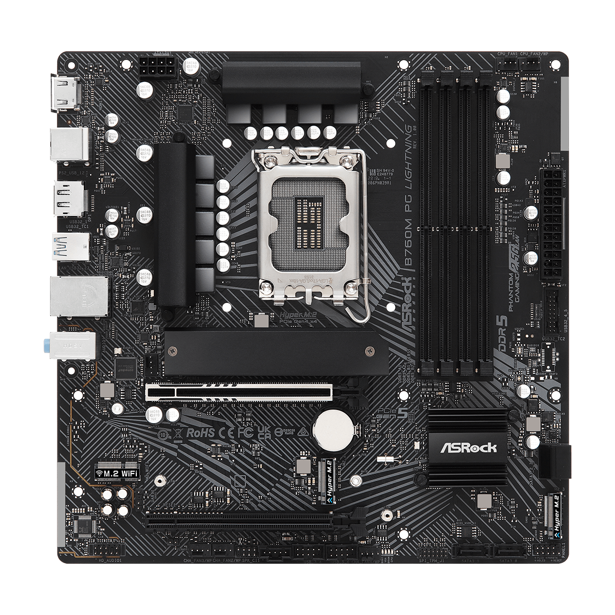 Placa Mãe ASRock B760M PG Lightning, Chipset B760, Intel LGA 1700, mATX, DDR5, 90-MXBM20-A0UAYZ