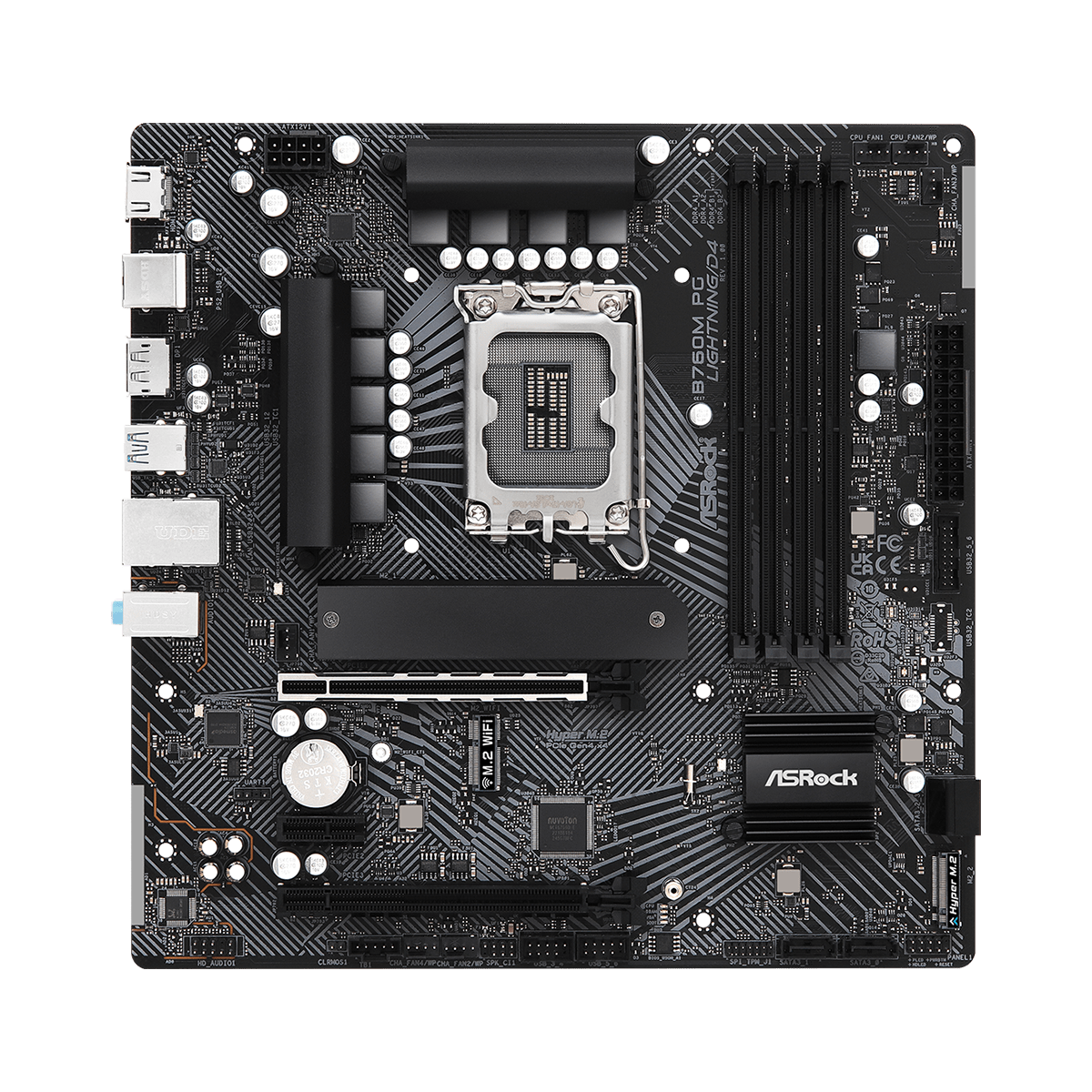 Placa Mãe ASRock B760M PG Lightning/D4, Chipset B760, Intel LGA 1700, mATX, DDR4, 90-MXBLY0-A0UAYZ