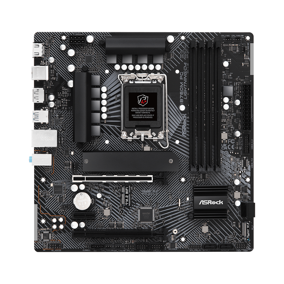 Placa Mãe ASRock B760M PG Lightning/D4, Chipset B760, Intel LGA 1700, mATX, DDR4, 90-MXBLY0-A0UAYZ