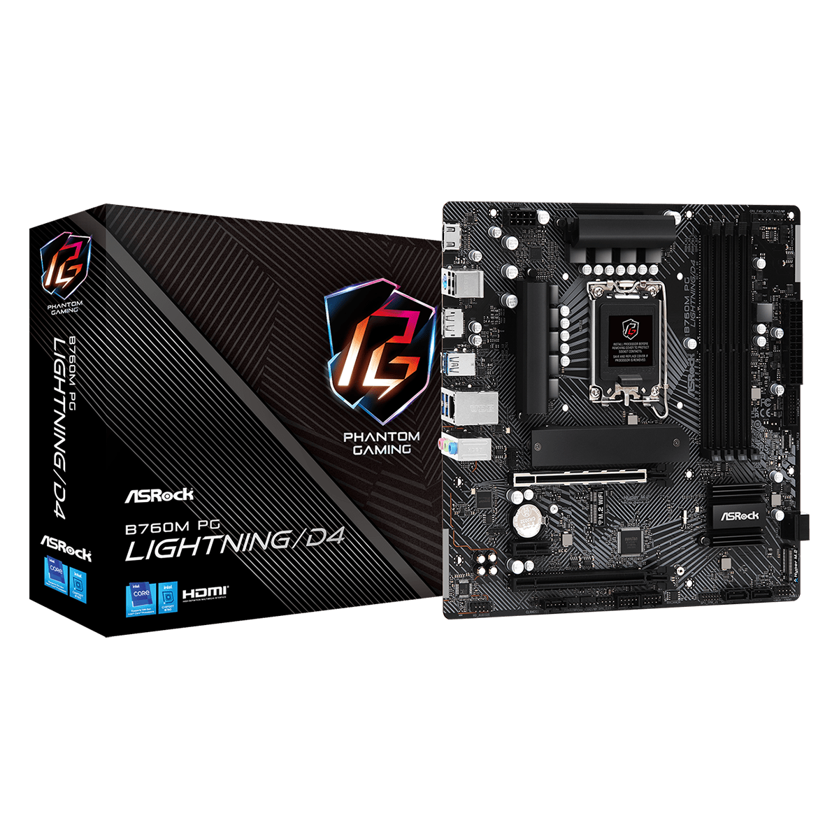 Placa Mãe ASRock B760M PG Lightning/D4, Chipset B760, Intel LGA 1700, mATX, DDR4, 90-MXBLY0-A0UAYZ