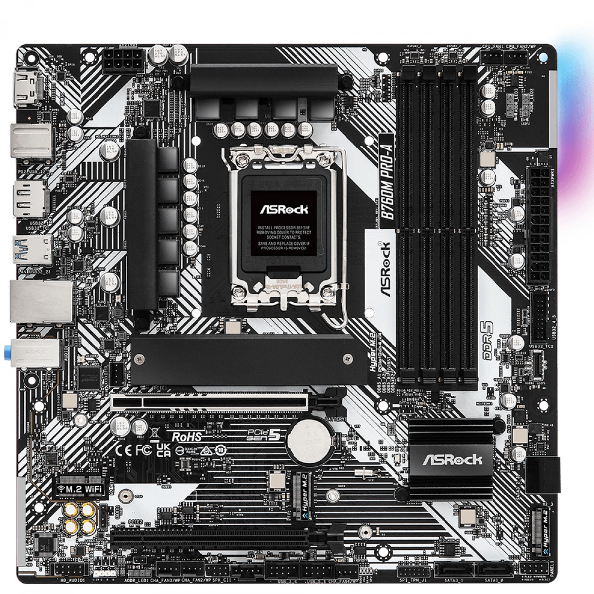 Placa Mãe ASRock B760M Pro-A, Chipset B760, Intel LGA 1700, mATX, DDR5