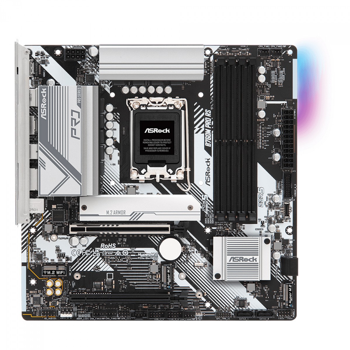 Placa Mãe ASRock B760M Pro RS, Chipset B760, Intel LGA 1700, MATX, DDR5, 90-MXBLH0-A0UAYZ