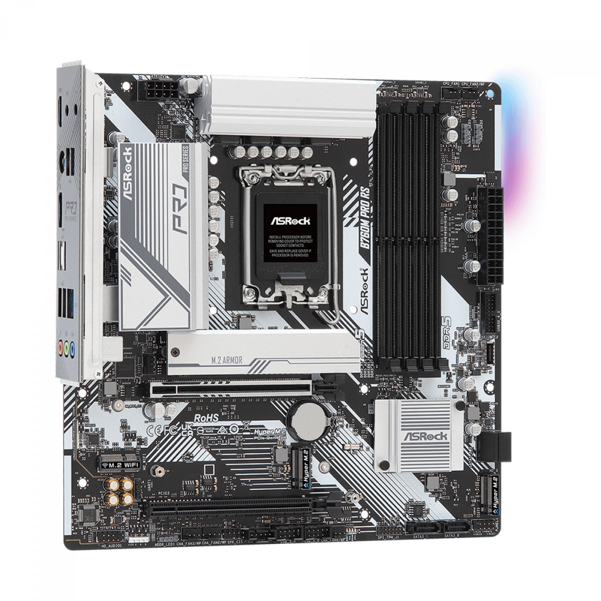 Placa Mãe ASRock B760M Pro RS, Chipset B760, Intel LGA 1700, MATX, DDR5, 90-MXBLH0-A0UAYZ