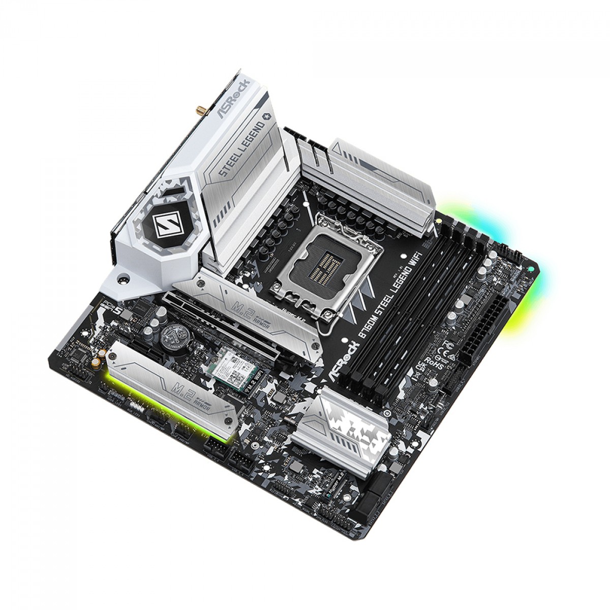 Placa Mãe ASRock B760M Steel Legend WIFI, Chipset B760, Intel LGA 1700, MATX, DDR5, 90-MXBL70-A0UAYZ