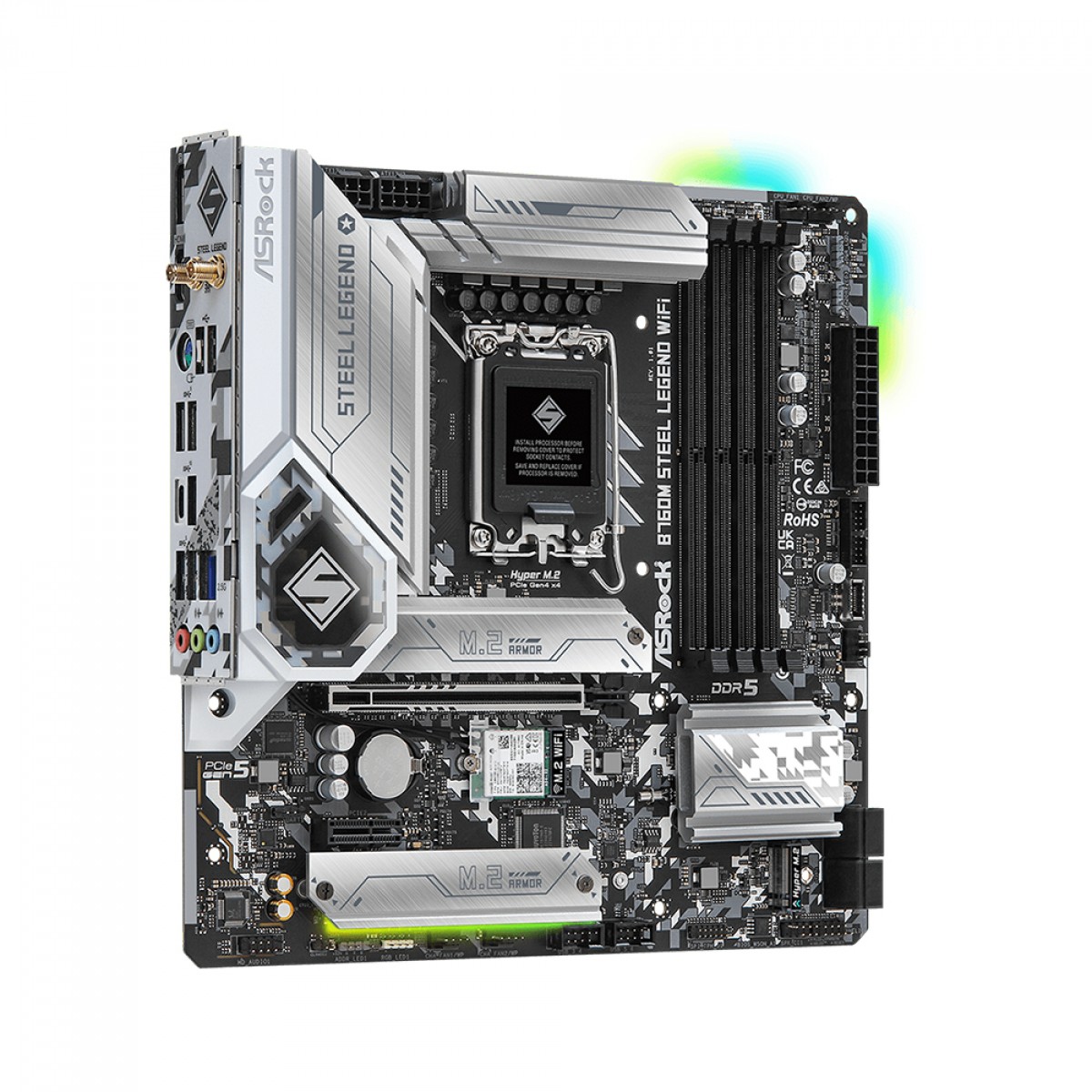 Placa Mãe ASRock B760M Steel Legend WIFI, Chipset B760, Intel LGA 1700, MATX, DDR5, 90-MXBL70-A0UAYZ