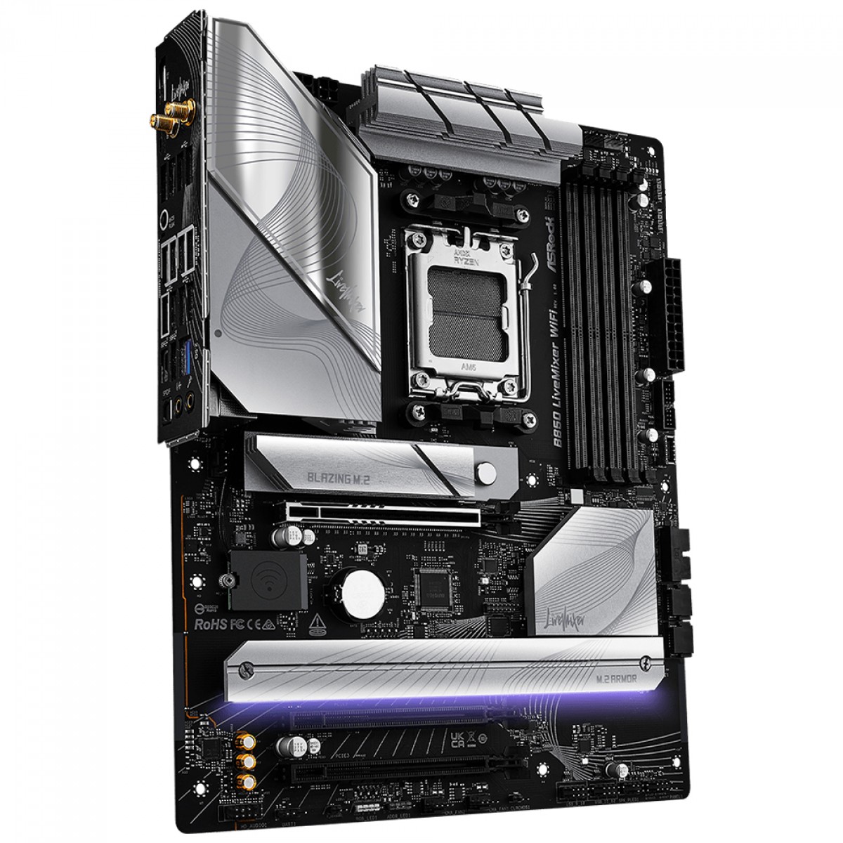 Placa Mãe ASRock B850 LiveMixer WiFi, Chipset B850, AMD AM5, ATX, DDR5