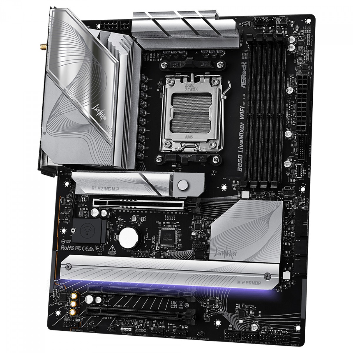 Placa Mãe ASRock B850 LiveMixer WiFi, Chipset B850, AMD AM5, ATX, DDR5