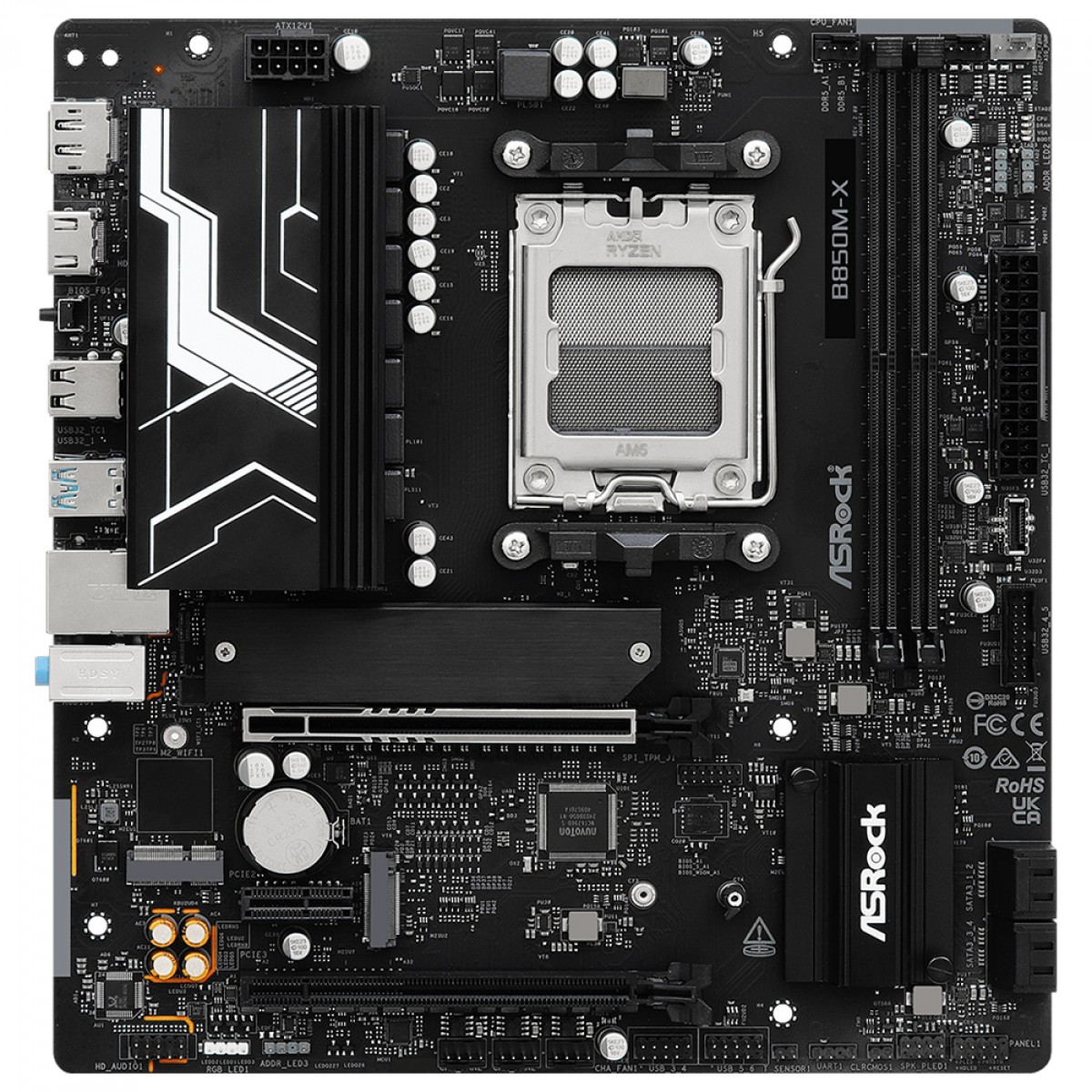 Placa Mãe ASRock B850M-X R2.0, Chipset B850, AMD AM5, mATX, DDR5