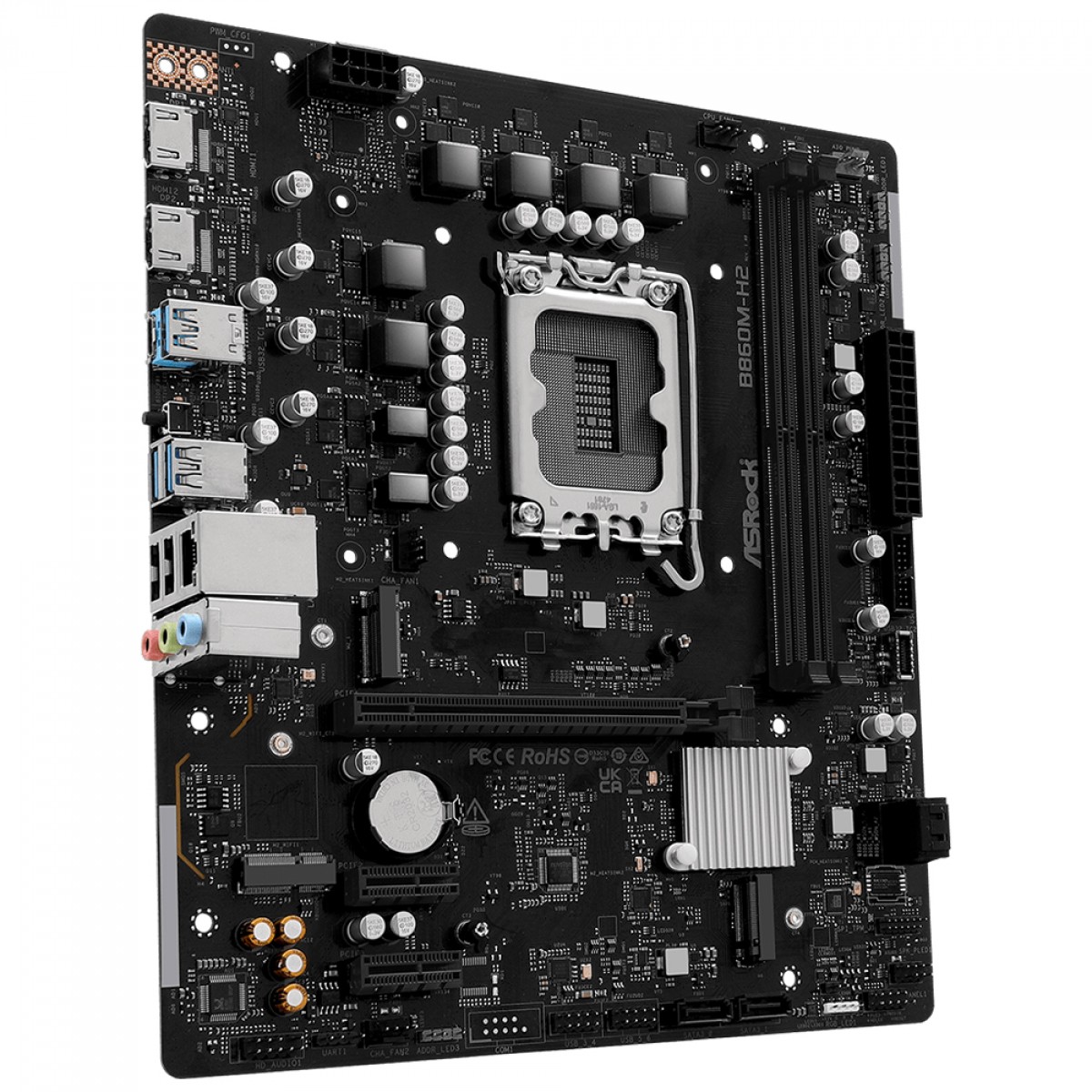 Placa Mãe ASRock B860M-H2, Chipset B860, Intel LGA 1851, mATX, DDR5