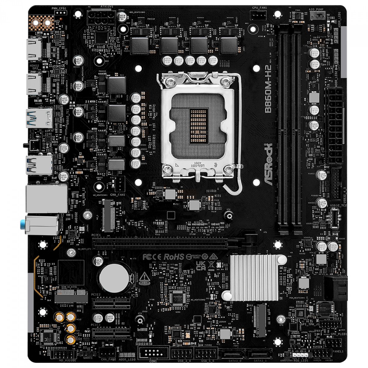 Placa Mãe ASRock B860M-H2, Chipset B860, Intel LGA 1851, mATX, DDR5