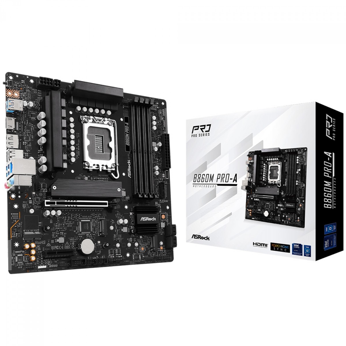 Placa Mãe ASRock B860M PRO-A, Chipset B860, Intel LGA 1851, mATX, DDR5
