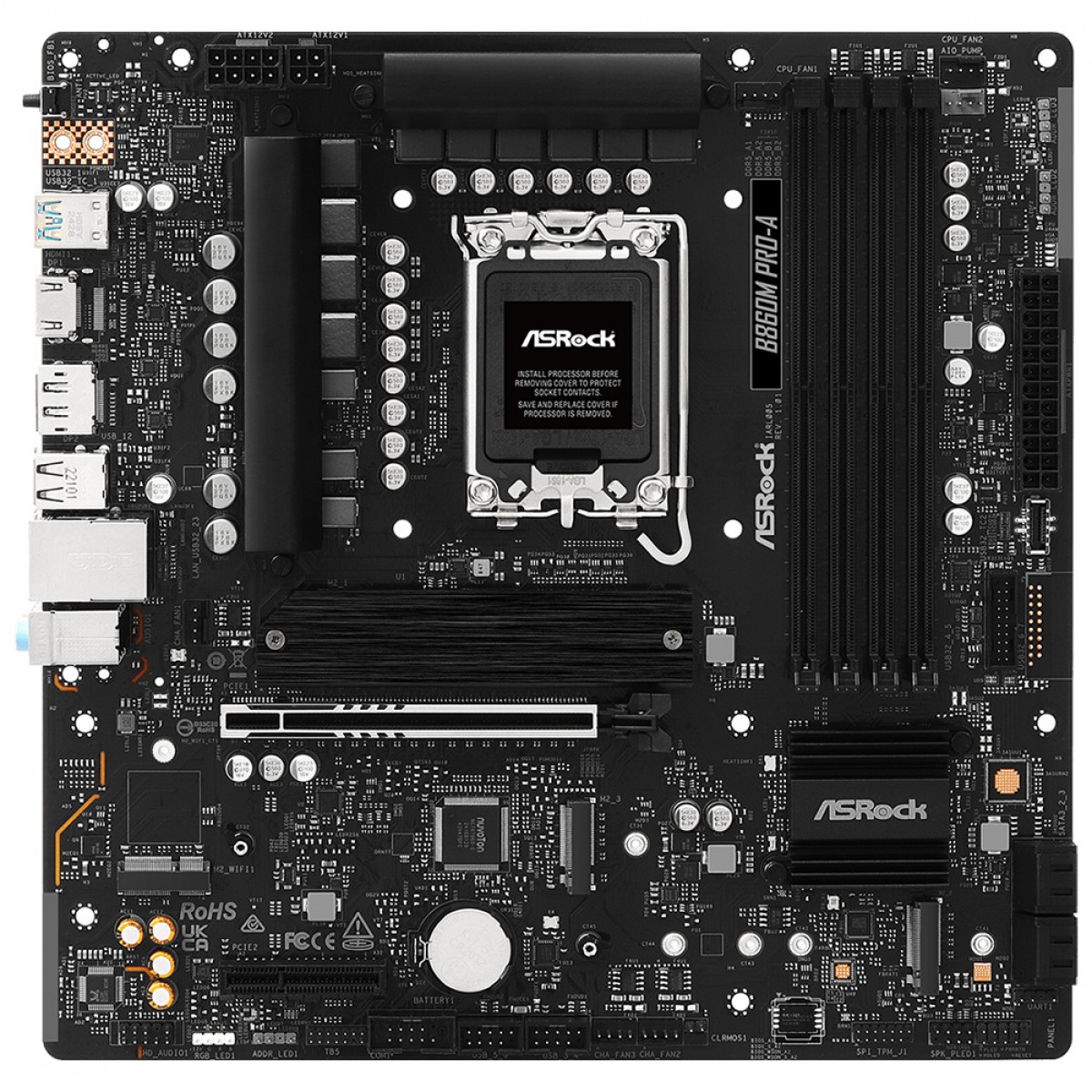 Placa Mãe ASRock B860M PRO-A, Chipset B860, Intel LGA 1851, mATX, DDR5