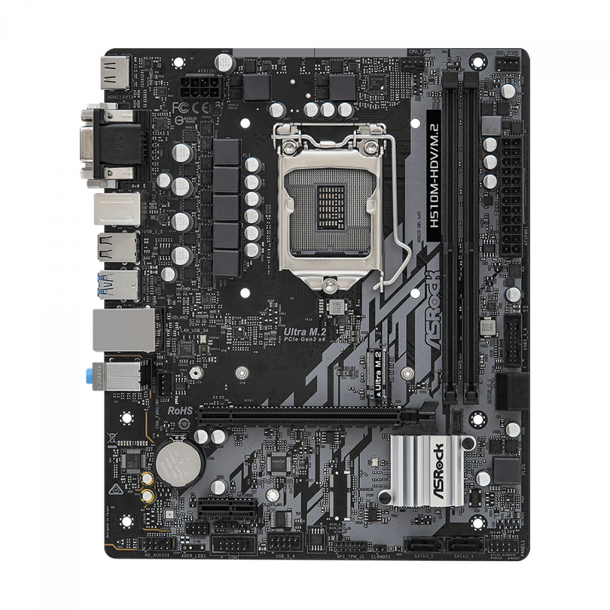 Placa Mãe ASRock H510M-HDV/M.2, Chipset H510, Intel LGA 1200, mATX, DDR4, 90-MXBFT0-A0BAY1Z
