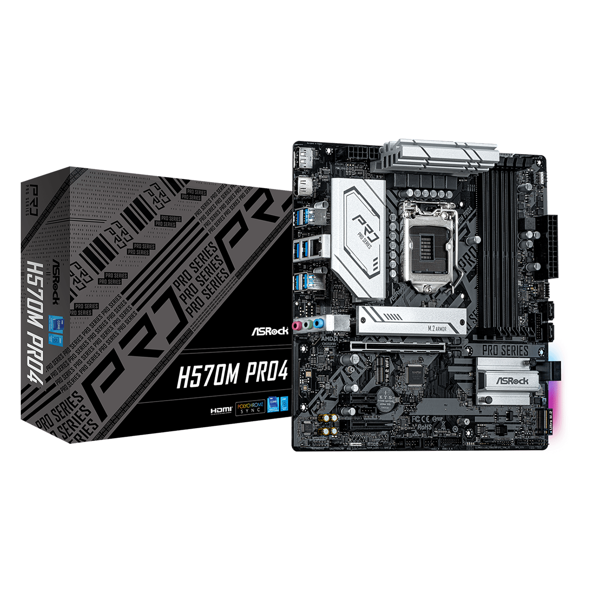 Placa Mãe ASRock H570M Pro4, Chipset H570, Intel LGA 1200, mATX, DDR4, 90-MXBFR0-A0UAYZ