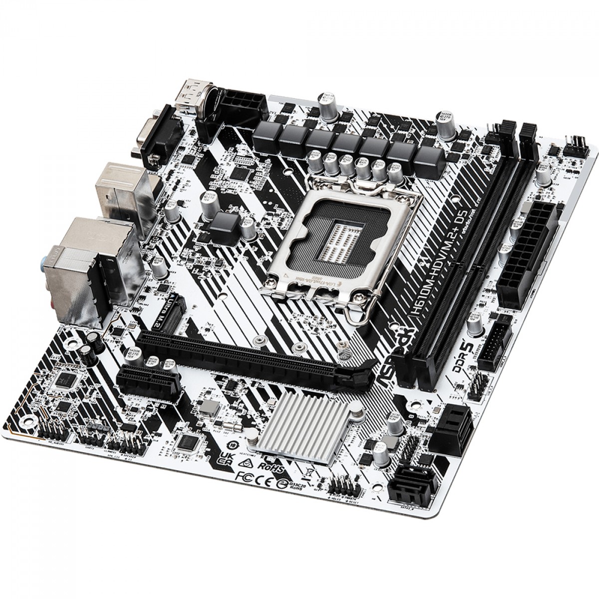 Placa Mãe ASRock H610M-HDV/M.2+ D5, Chipset H610, Intel LGA 1700, mATX, DDR5