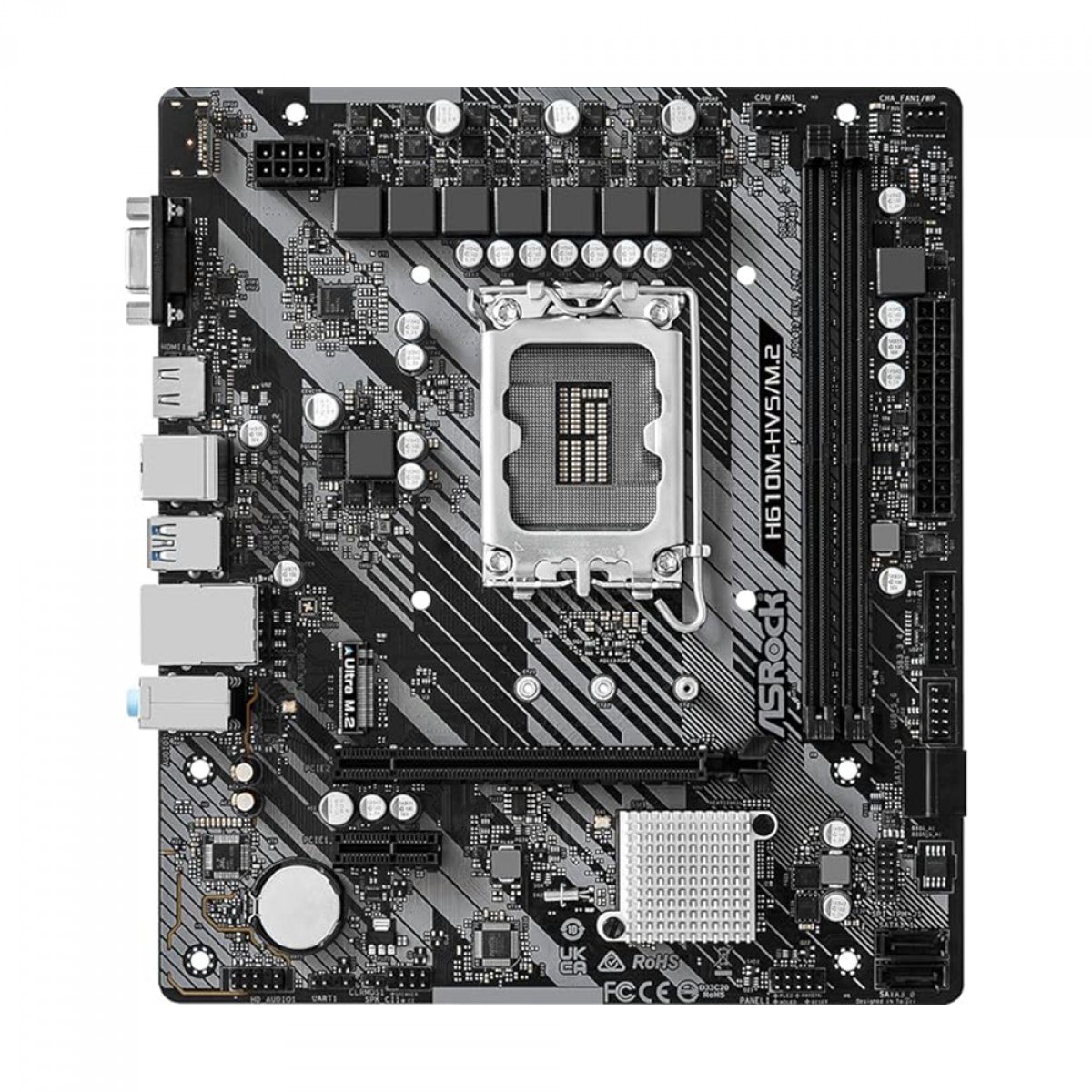 Placa Mãe ASRock H610M-HVS/M.2 R2.0, Chipset H610, Intel LGA 1700, mATX, DDR4, 90-MXBJJ0-A0BAY1Z