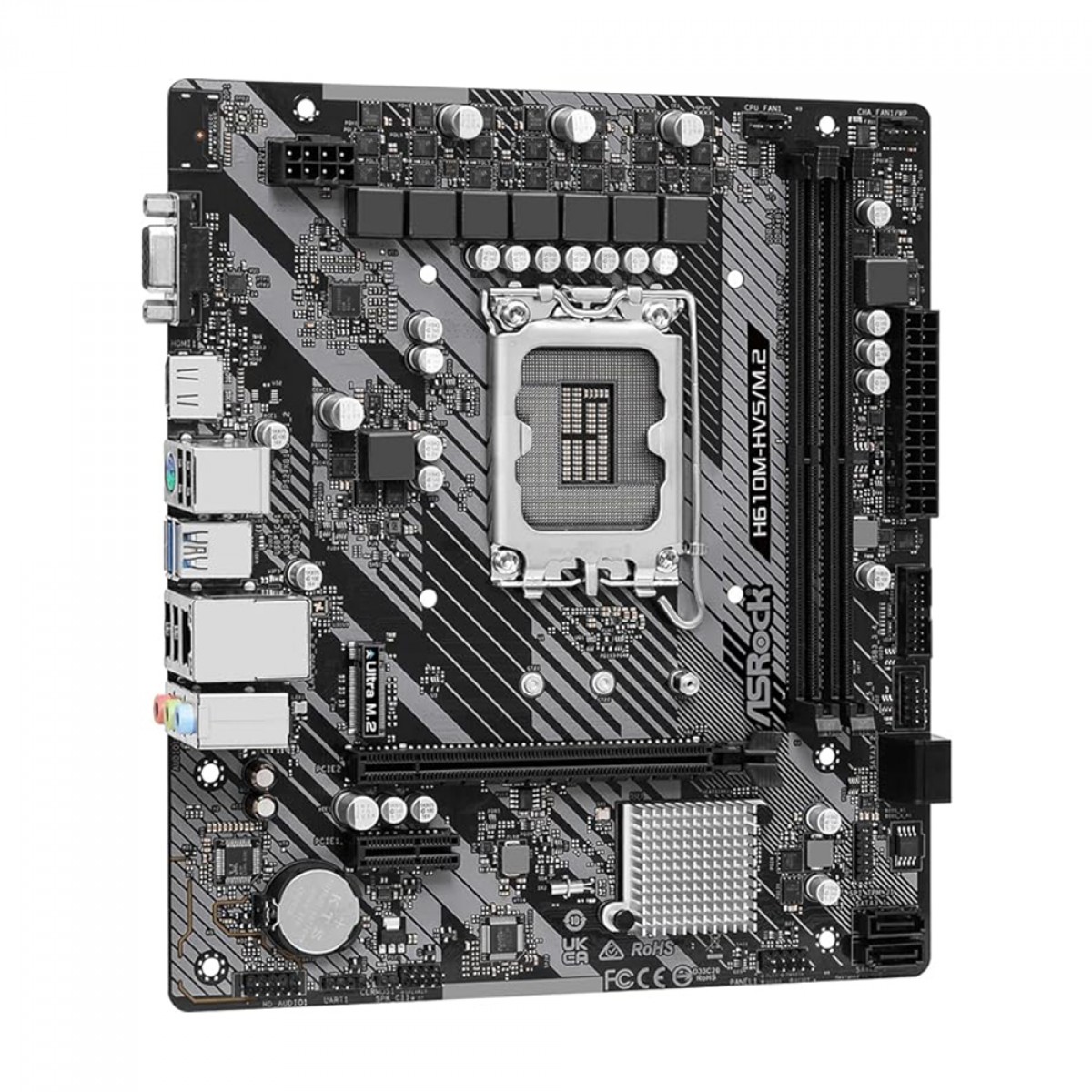 Placa Mãe ASRock H610M-HVS/M.2 R2.0, Chipset H610, Intel LGA 1700, mATX, DDR4, 90-MXBJJ0-A0BAY1Z
