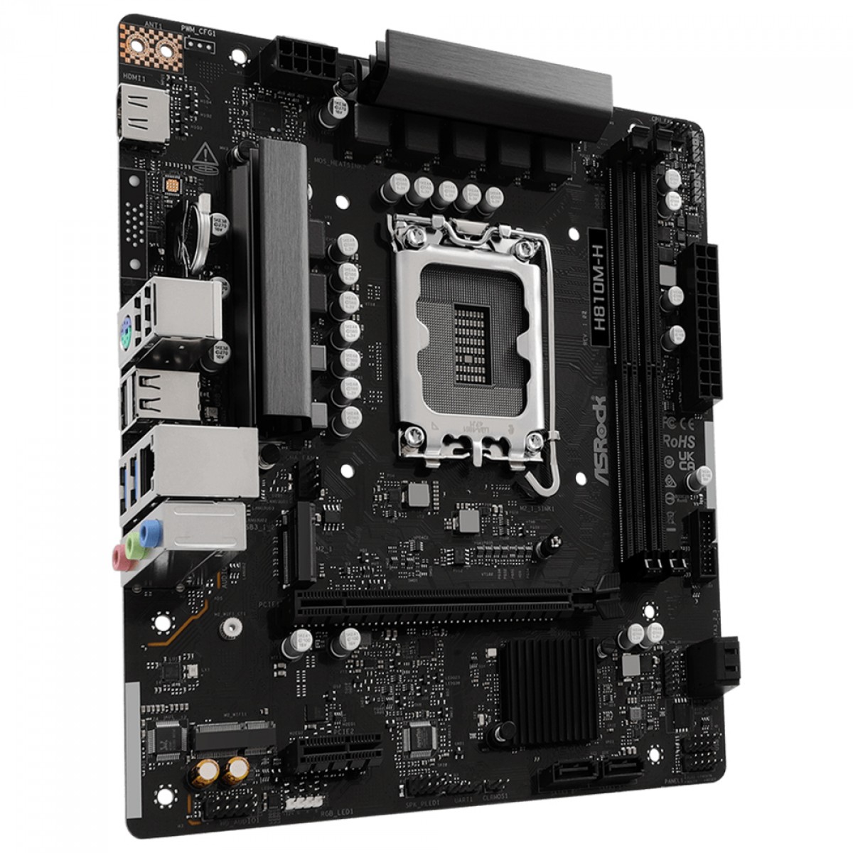 Placa Mãe ASRock H810M-H, Chipset H810, Intel LGA 1851, mATX, DDR5